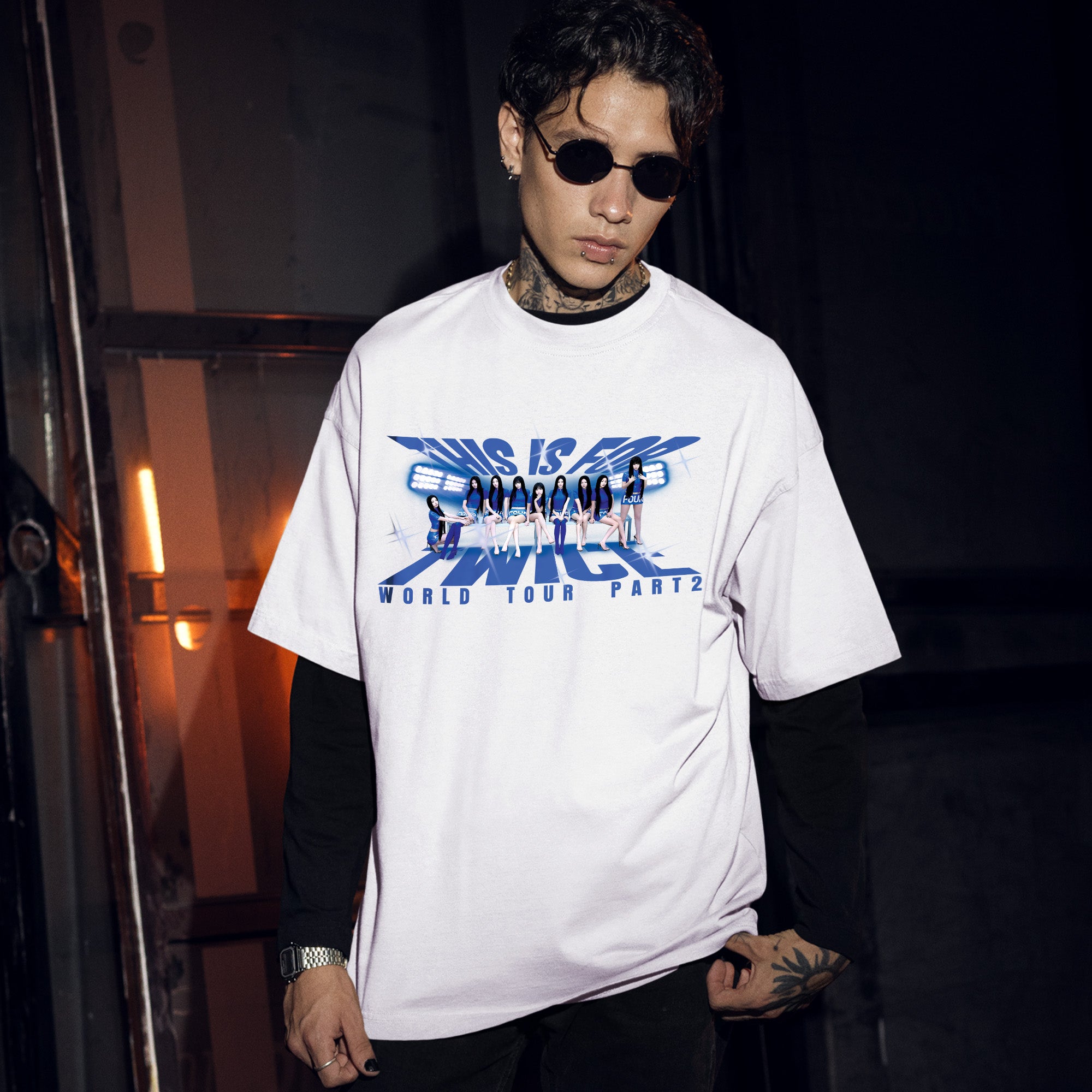 TWICE This IS For in US & EU T-Shirt - Men Front view, Y2K kpop concert tee