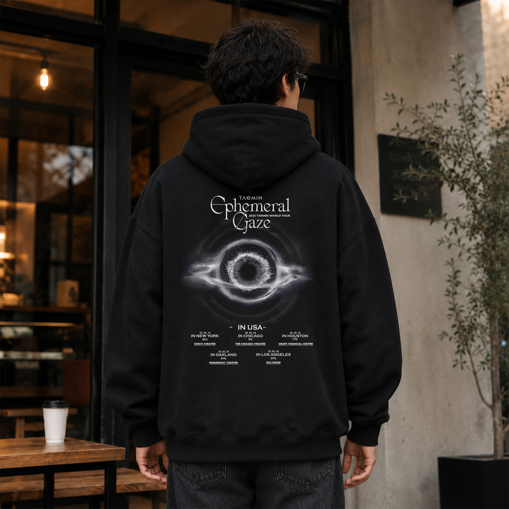 Taemin World Tour Ephemeral Gaze 2025 in USA Hoodie - Men Back view, Y2K kpop concert hoodie