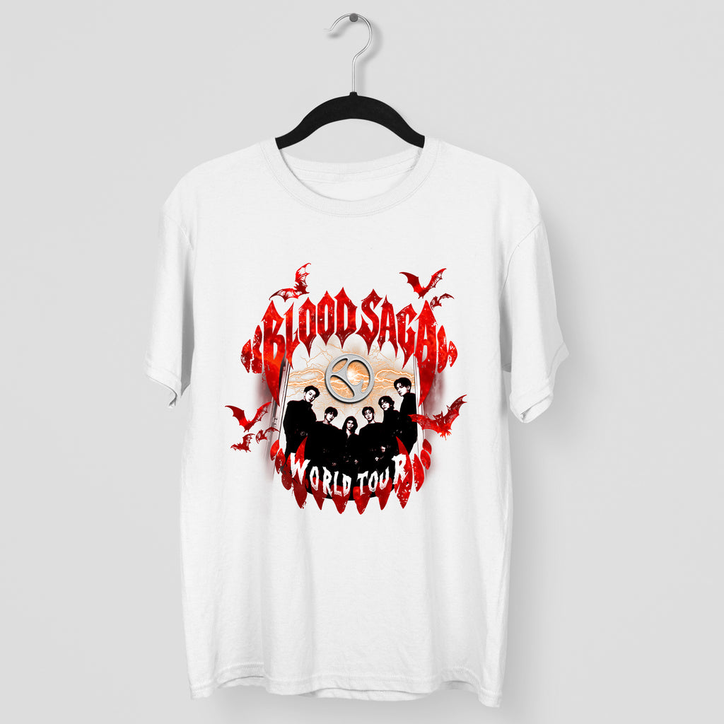 ENHYPEN Vintage Blood Saga Tour T-Shirt - Main view, Y2K kpop concert tee