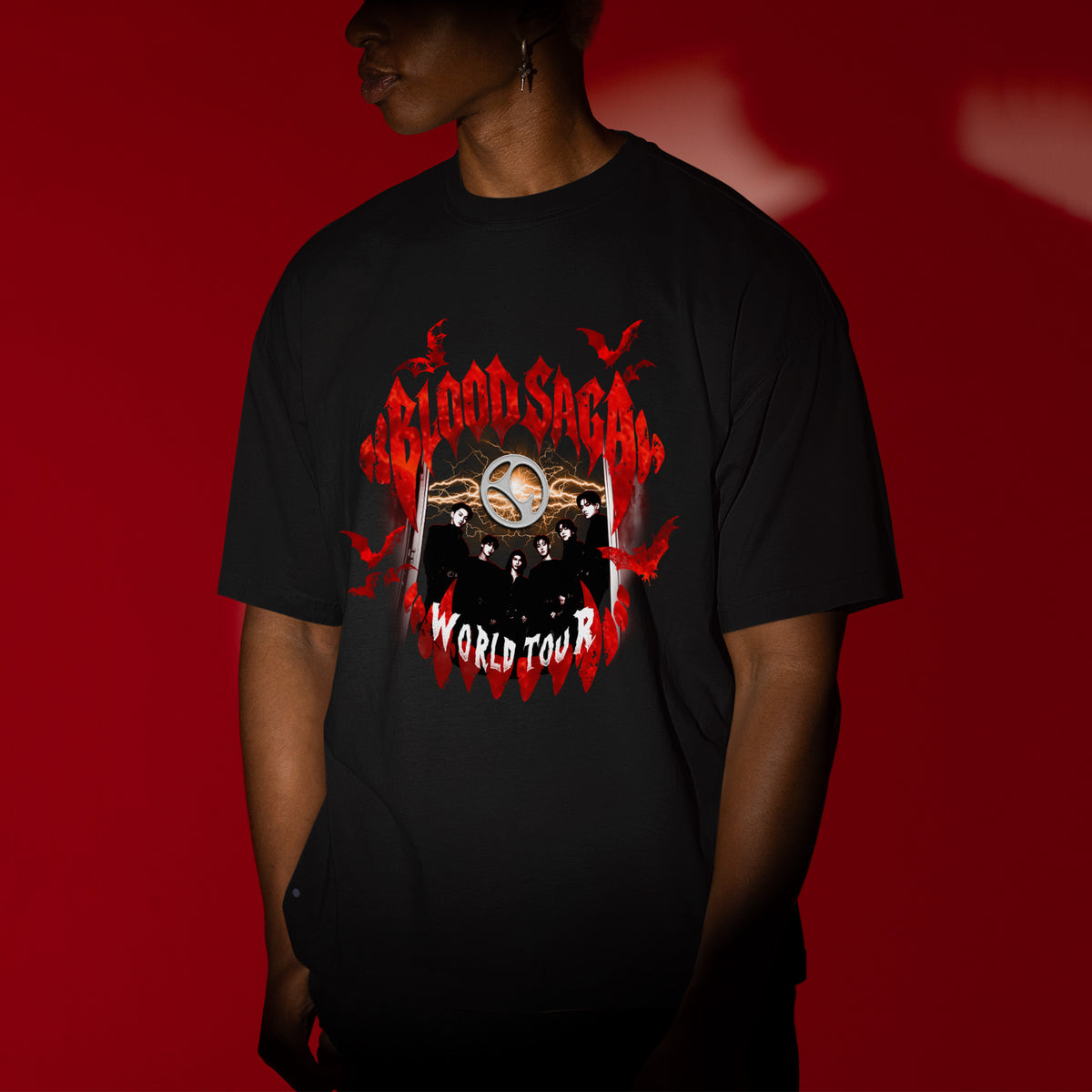 ENHYPEN Vintage Blood Saga Tour T-Shirt - Men view, Y2K kpop concert tee