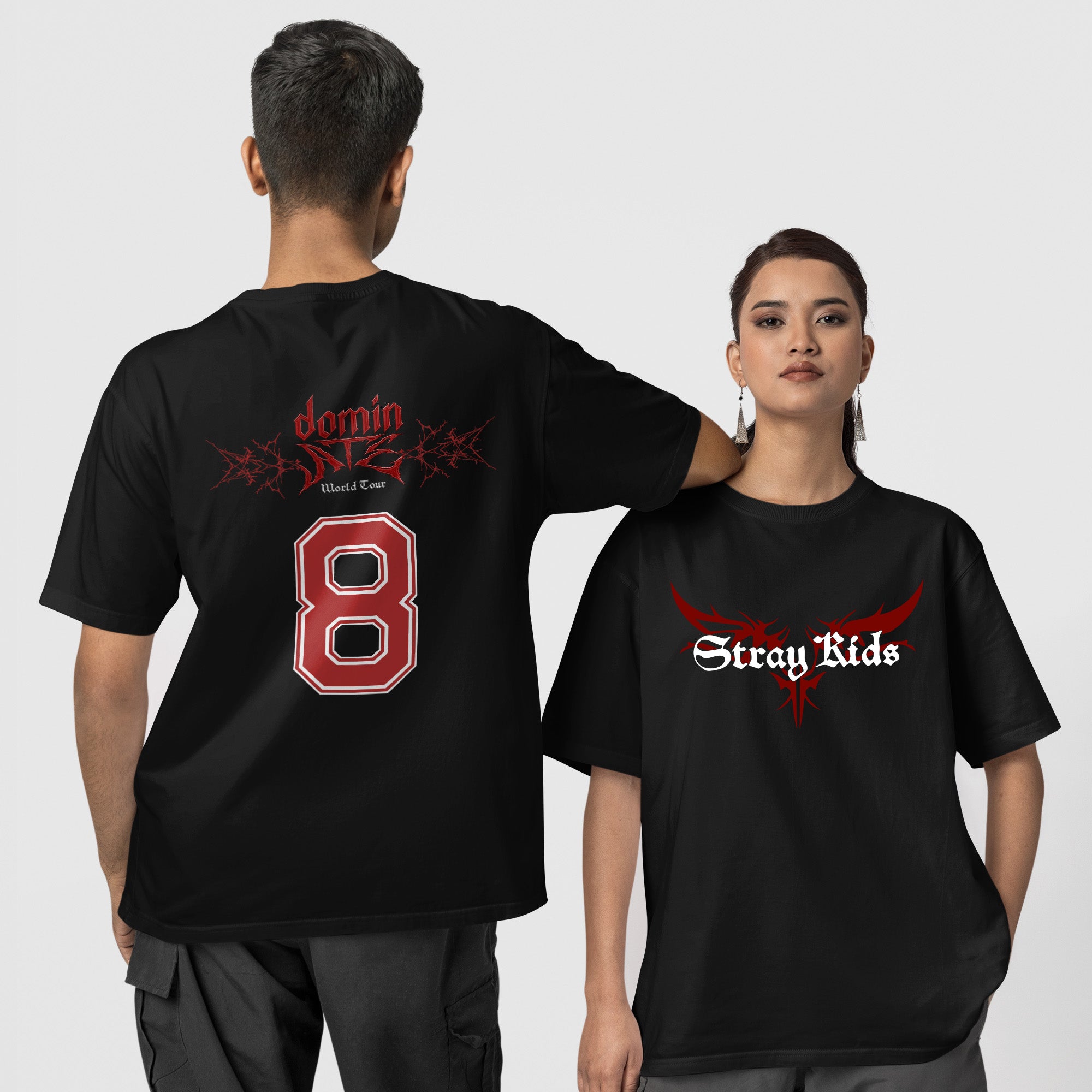 Stray Kids DominATE 8 Graphic T-Shirt - Couple 1 view, Y2K kpop concert tee