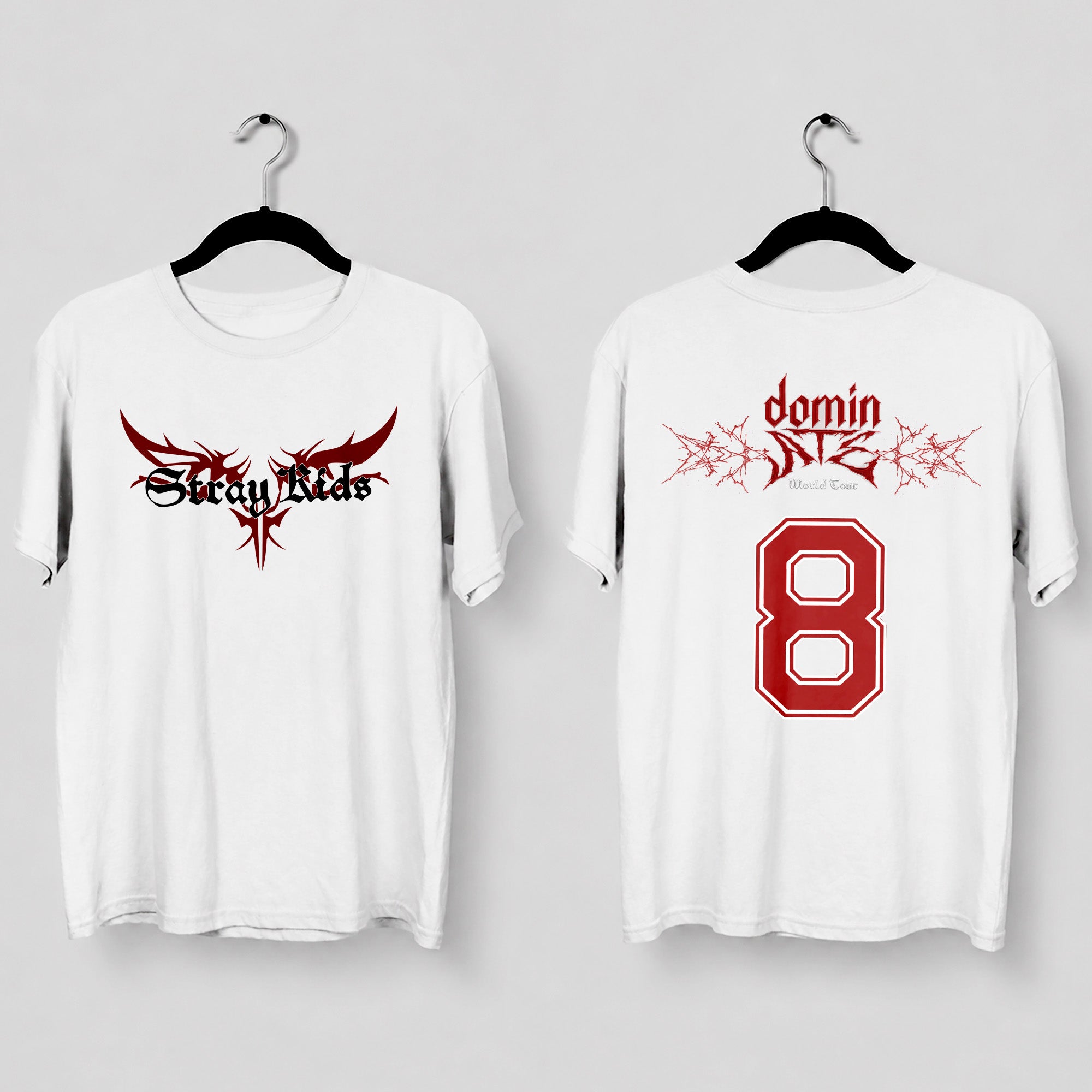 Stray Kids DominATE 8 Graphic T-Shirt - Main view, Y2K kpop concert tee