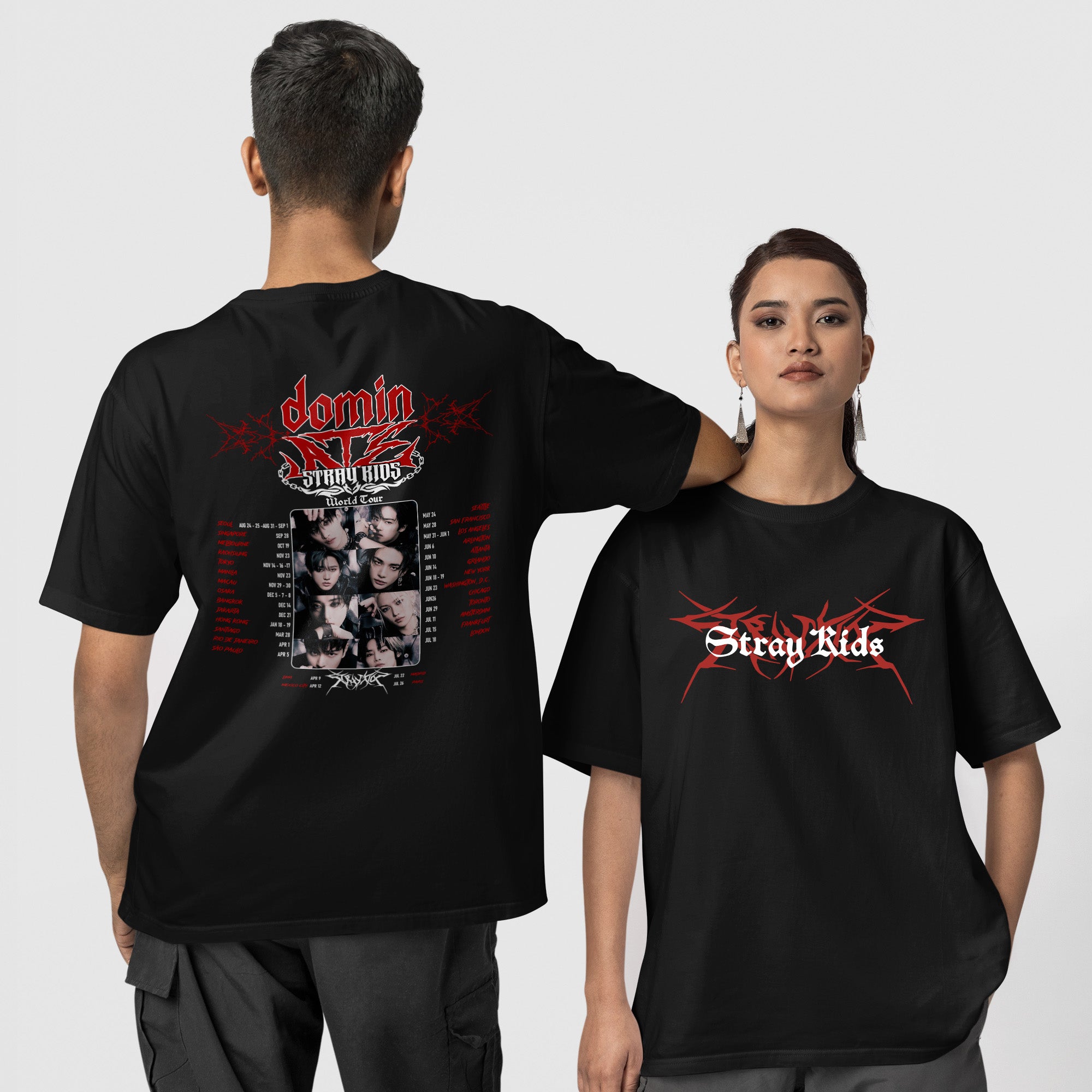 Stray Kids Domin ATE Tour Classic T-Shirt - Couple 1 view, Y2K kpop concert tee