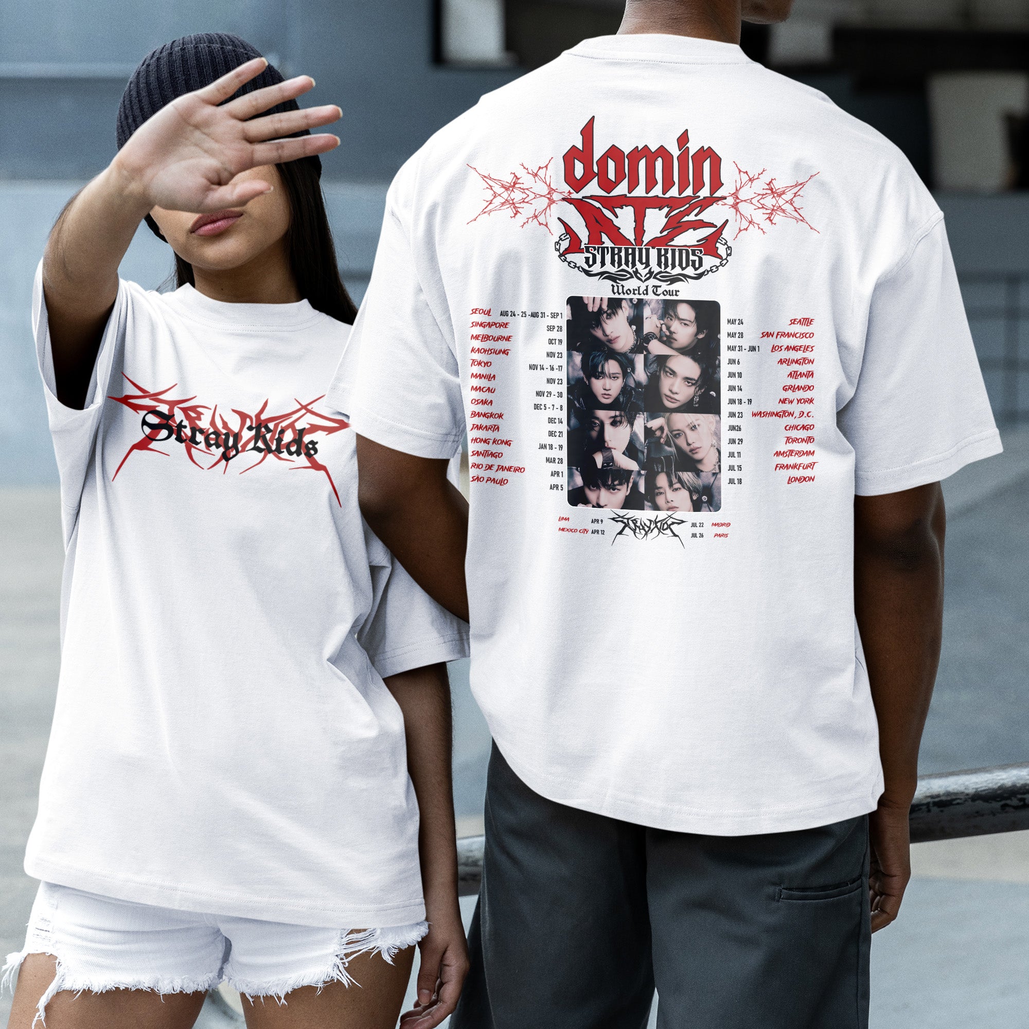 Stray Kids Domin ATE Tour Classic T-Shirt - Couple 2 view, Y2K kpop concert tee