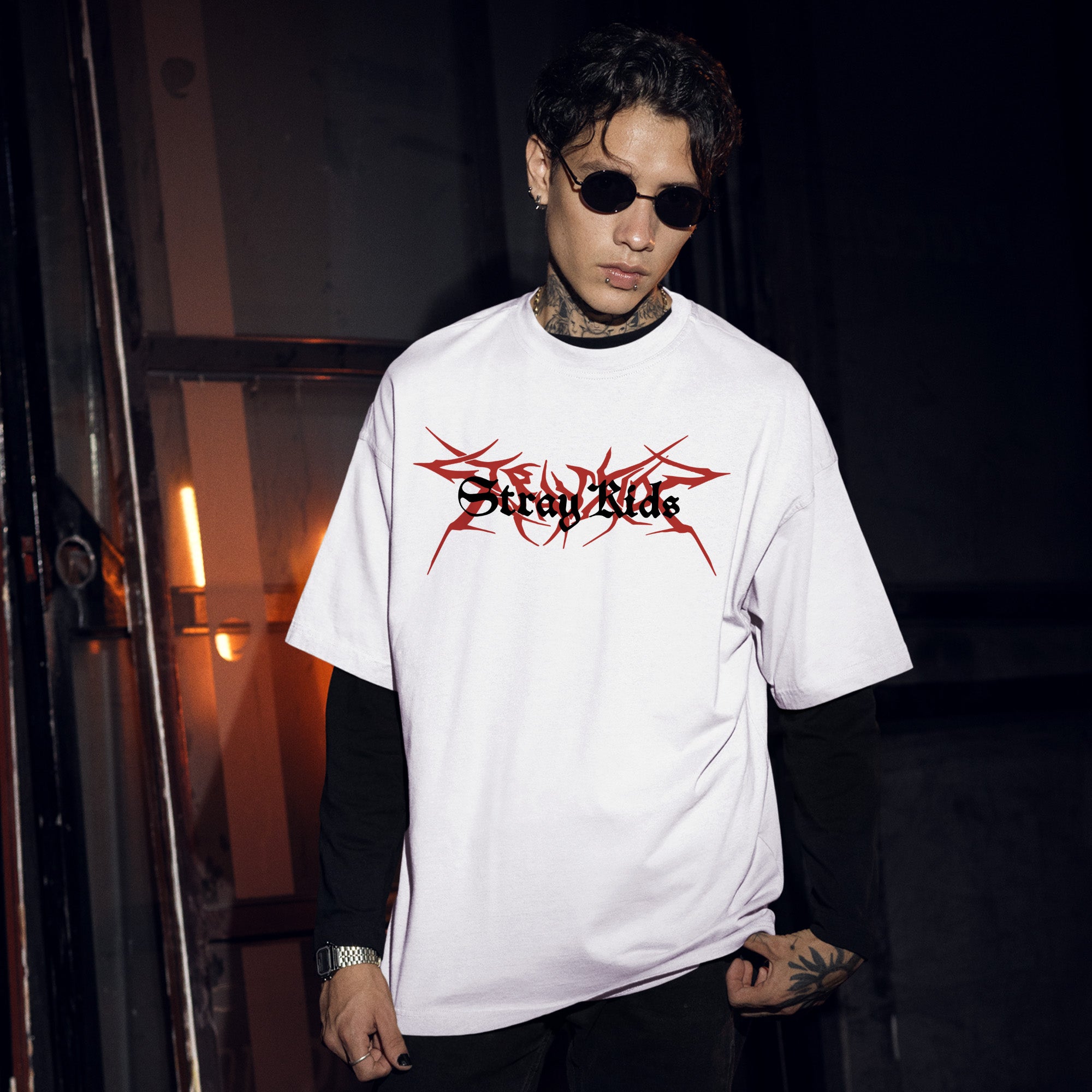 Stray Kids Domin ATE Tour Classic T-Shirt - Men Front view, Y2K kpop concert tee