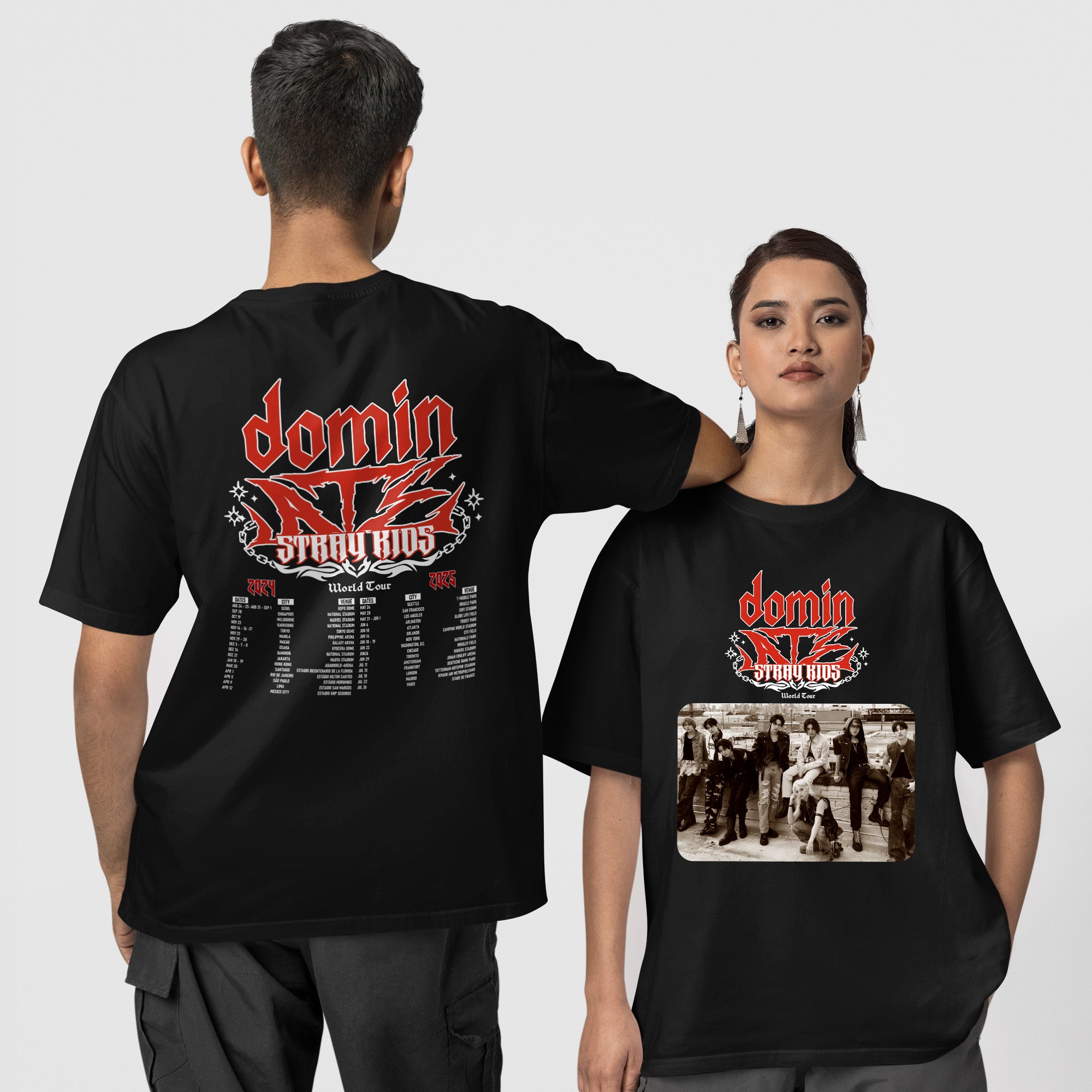 Stray Kids Domin ATE Tour Inspired T-Shirt - Couple 1 view, Y2K kpop concert tee