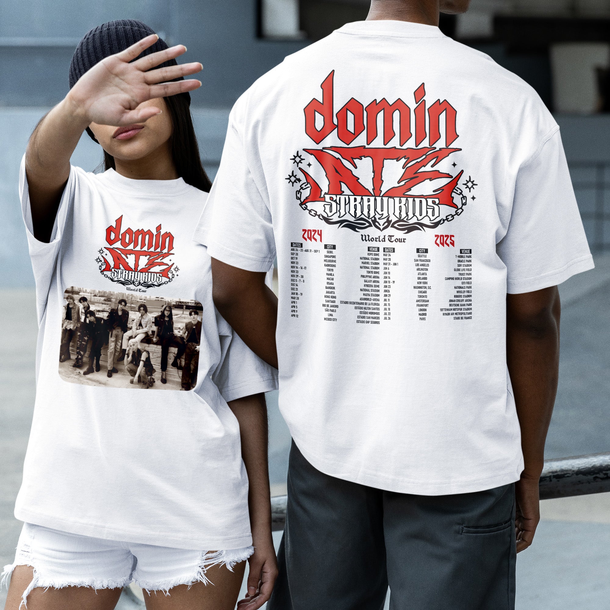 Stray Kids Domin ATE Tour Inspired T-Shirt - Couple 2 view, Y2K kpop concert tee