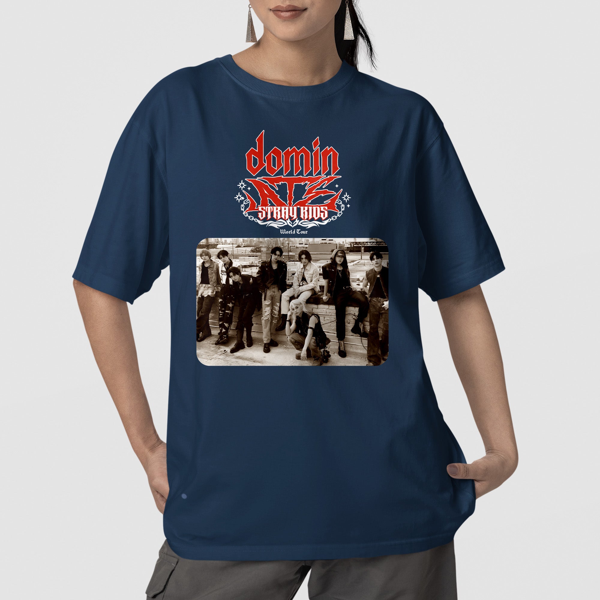 Stray Kids Domin ATE Tour Inspired T-Shirt - Front view, Y2K kpop concert tee