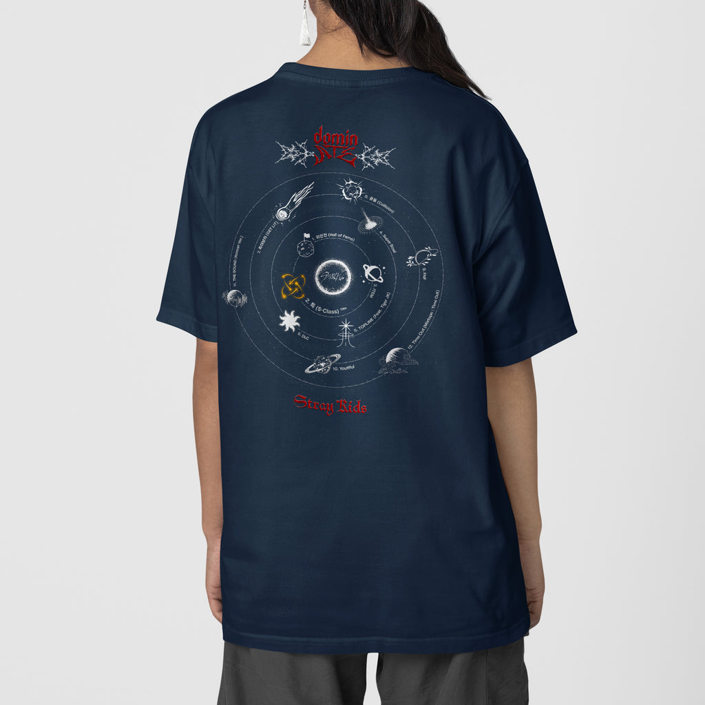 Stray Kids DominATE Universe Tracklist T-Shirt - Back view, Y2K kpop concert tee