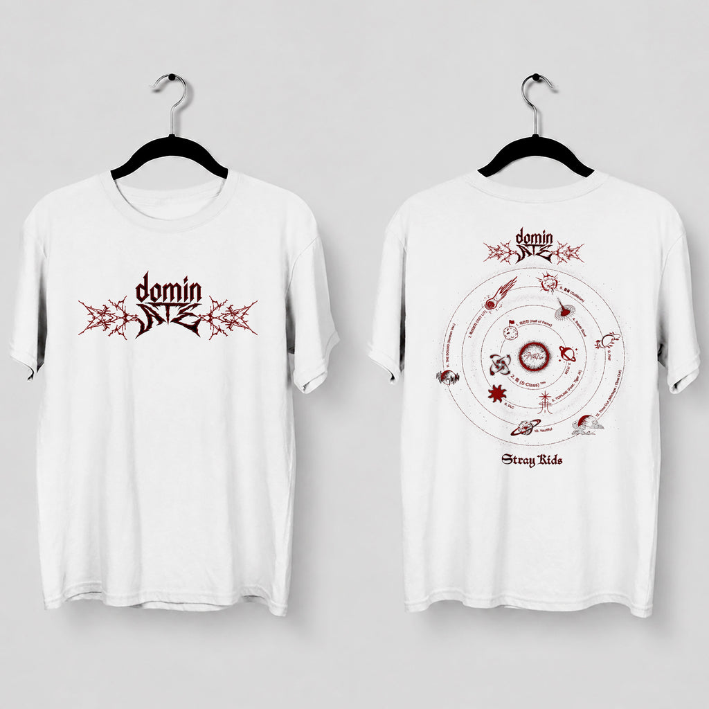 Stray Kids DominATE Universe Tracklist T-Shirt - Main view, Y2K kpop concert tee