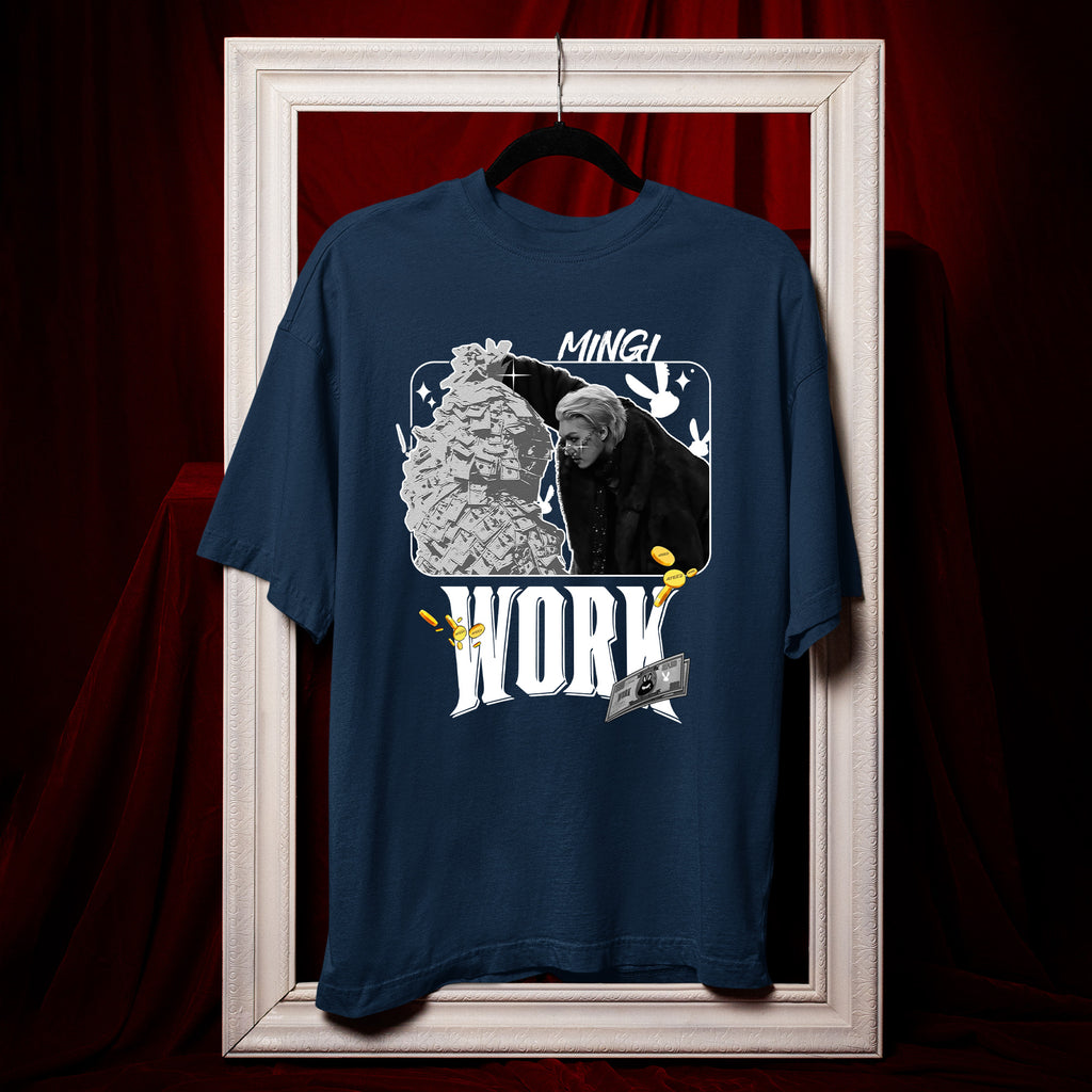 ATEEZ Mingi Work T-Shirt - Hang view, Y2K kpop concert tee