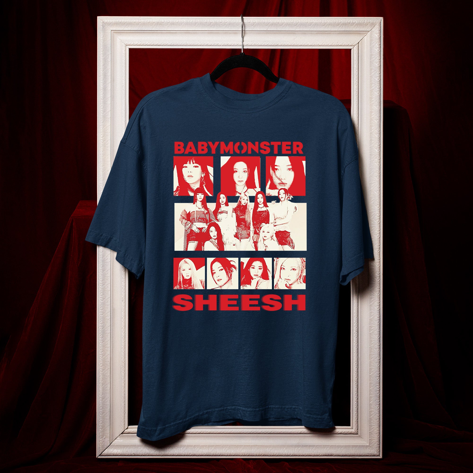 BABYMONSTER Sheesh Graphic T-Shirt - Hang view, Y2K kpop concert tee