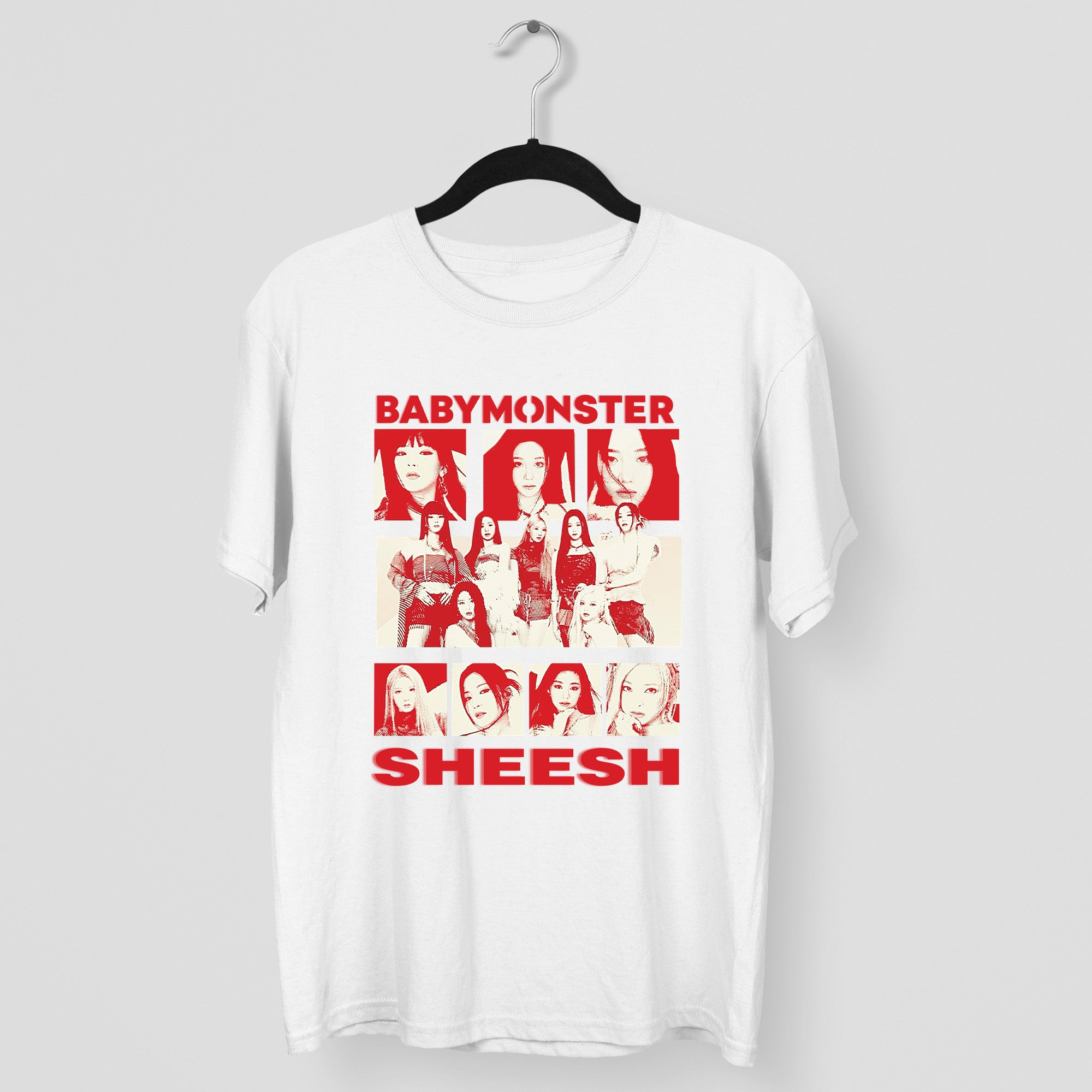 BABYMONSTER Sheesh Graphic T-Shirt - Main view, Y2K kpop concert tee