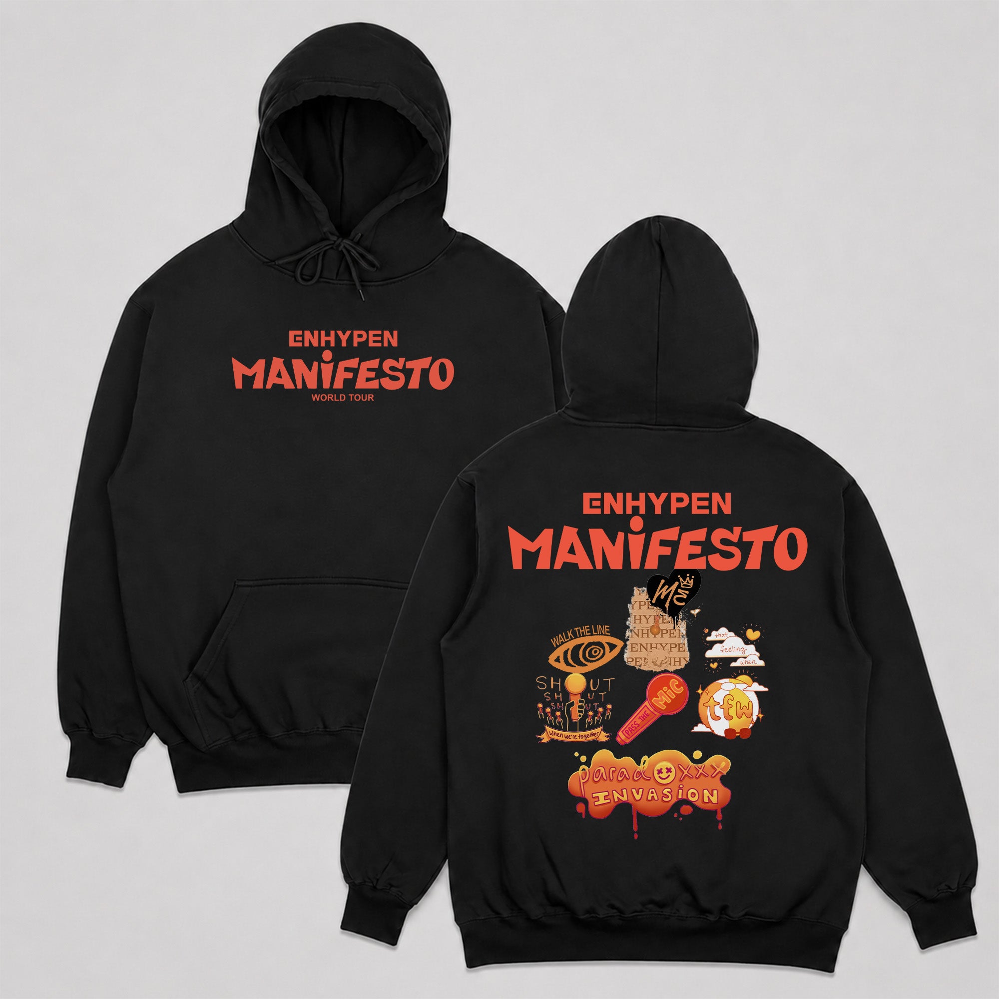 ENHYPEN Manifesto Concert Song Tracklist Hoodie - Main view, Y2K kpop concert hoodie