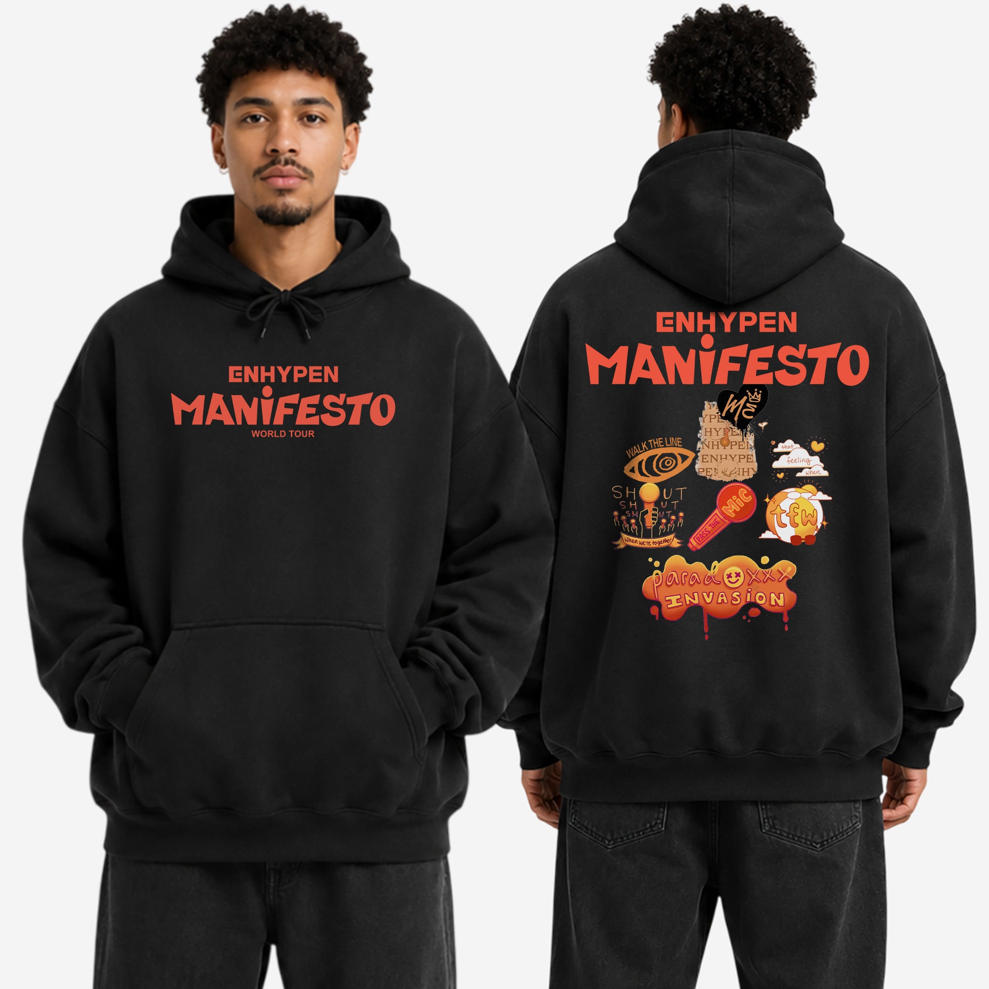 ENHYPEN Manifesto Concert Song Tracklist Hoodie - Men view, Y2K kpop concert hoodie