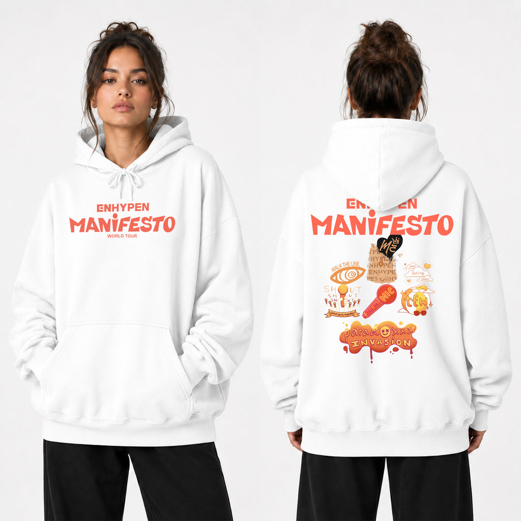 ENHYPEN Manifesto Concert Song Tracklist Hoodie - Women view, Y2K kpop concert hoodie