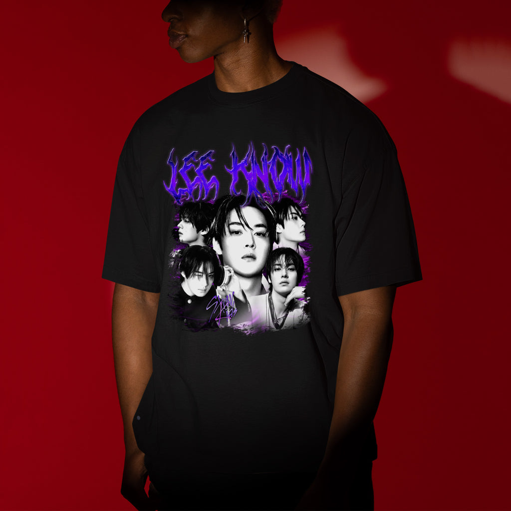 Stray Kids Graphic Lee Know T-Shirt - Men view, Y2K kpop concert tee