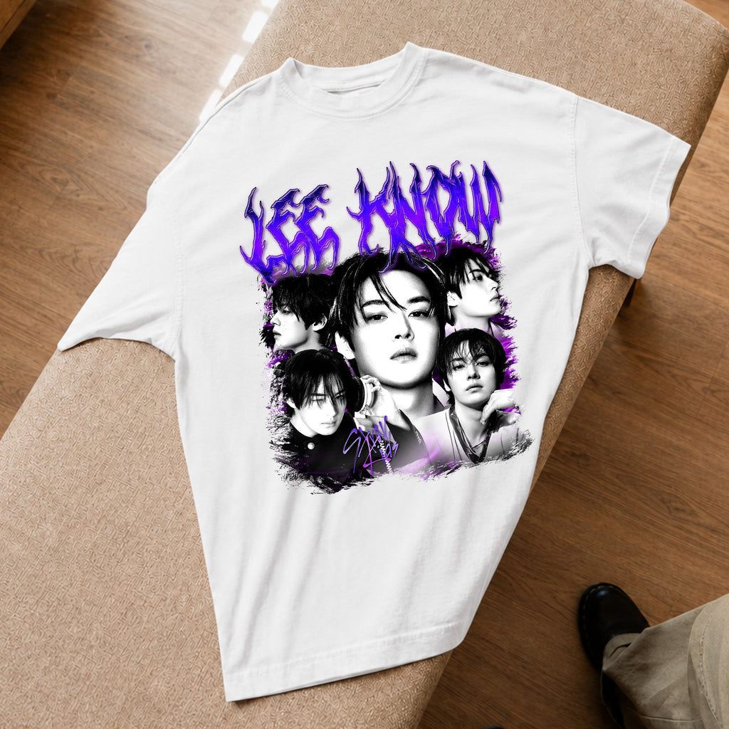 Stray Kids Graphic Lee Know T-Shirt - Spread view, Y2K kpop concert tee