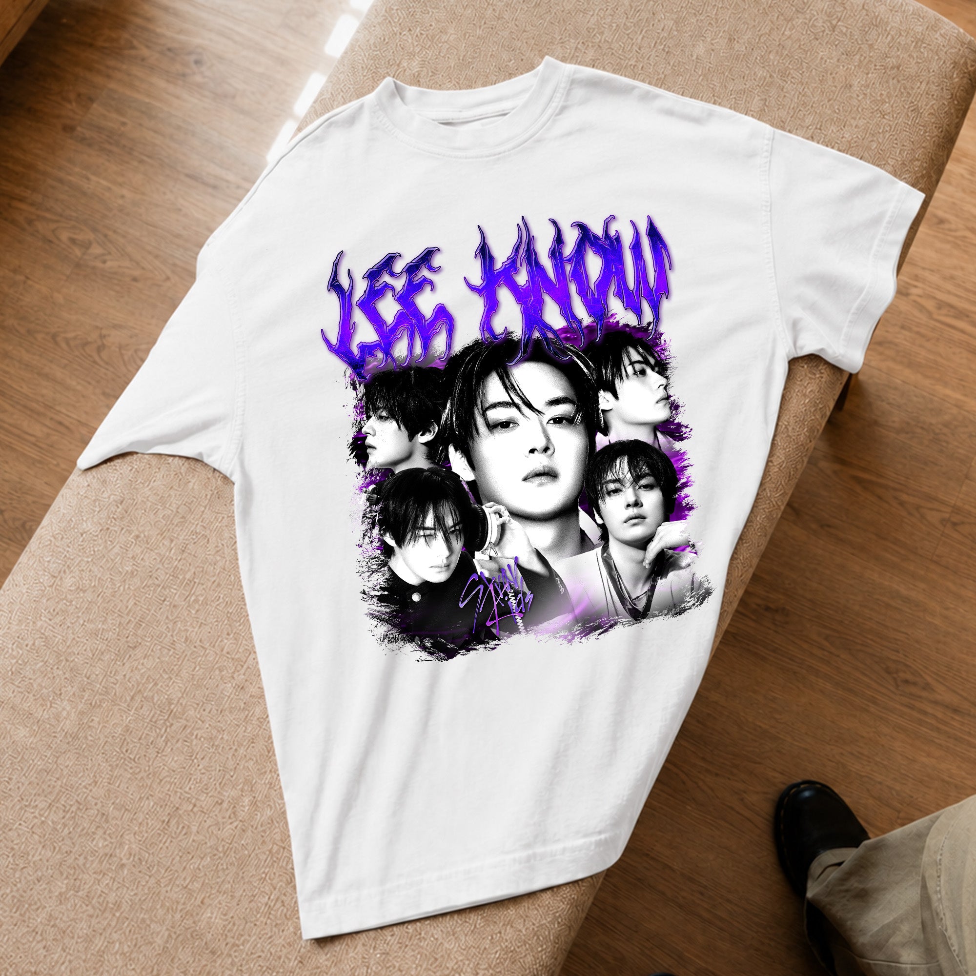 Stray Kids Graphic Lee Know T-Shirt - Spread view, Y2K kpop concert tee