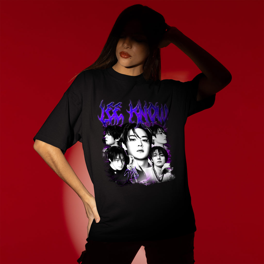 Stray Kids Graphic Lee Know T-Shirt - Women view, Y2K kpop concert tee