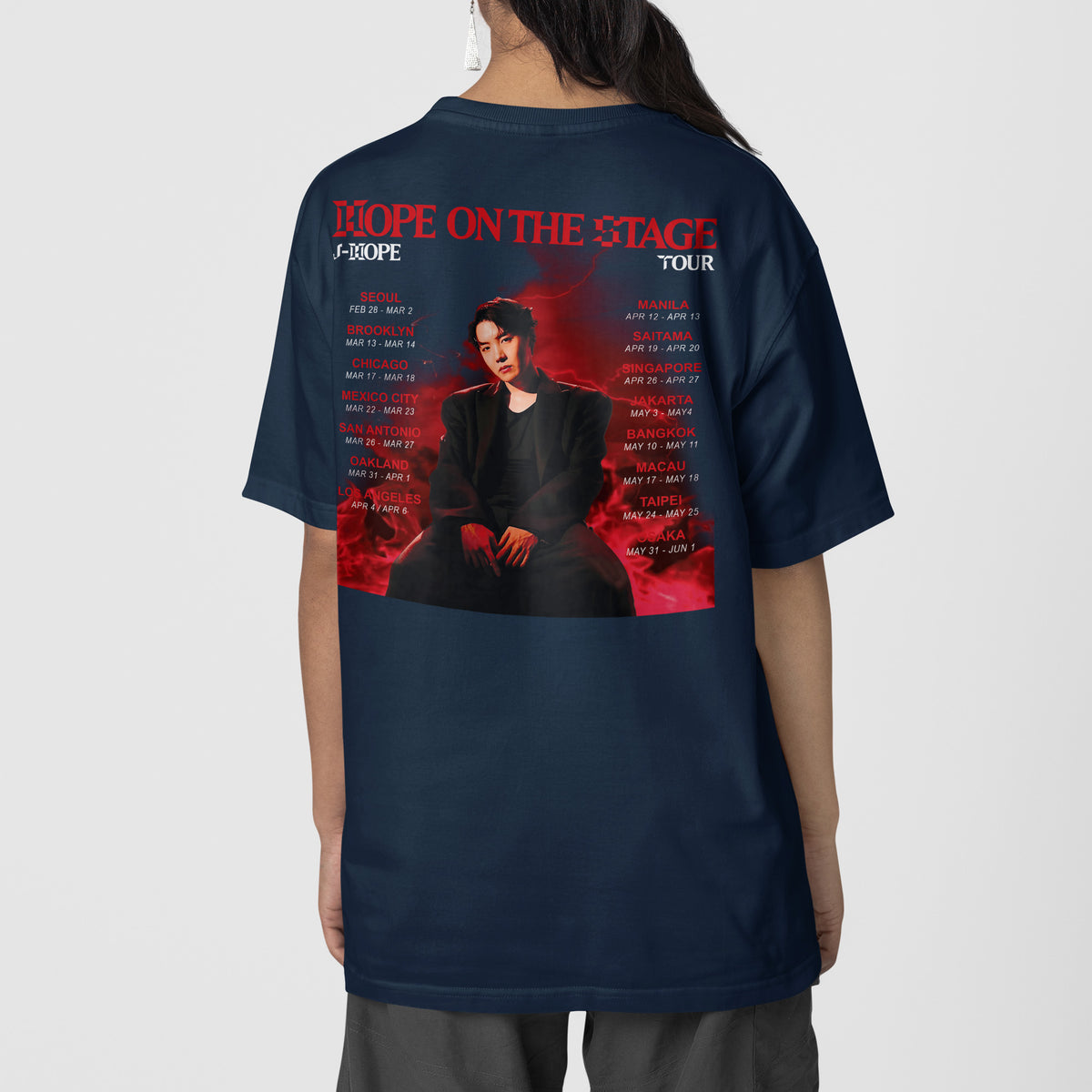 BTS J-Hope [HOPE ON THE STAGE] Tour Solo T-Shirt - Back view, Y2K kpop concert tee