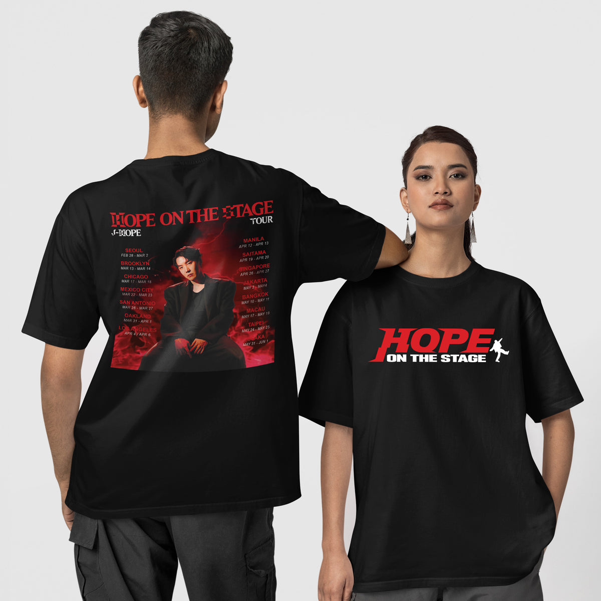 BTS J-Hope [HOPE ON THE STAGE] Tour Solo T-Shirt - Couple 1 view, Y2K kpop concert tee