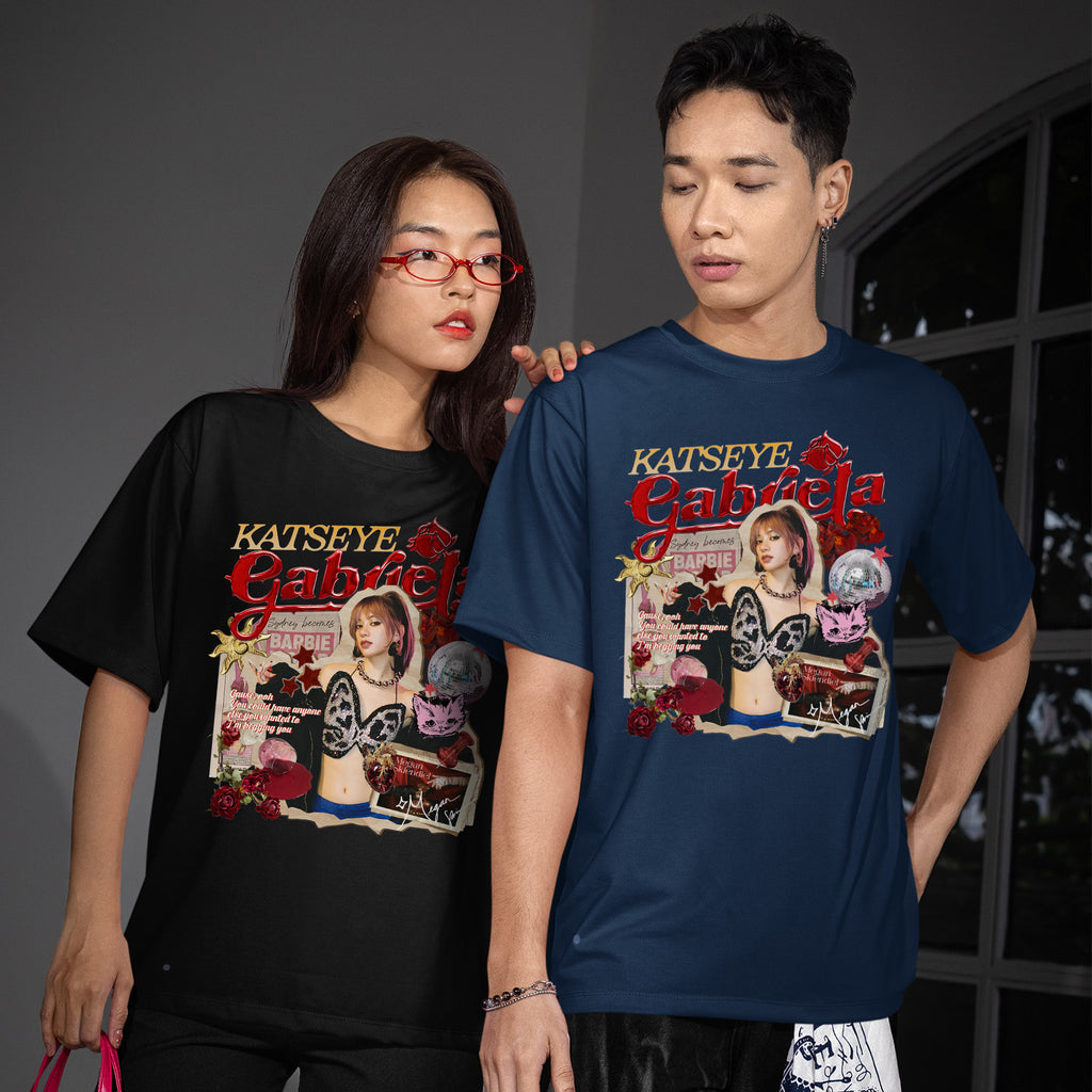 KATSEYE Gabriela Megan T-Shirt - Couple view, Y2K kpop concert tee