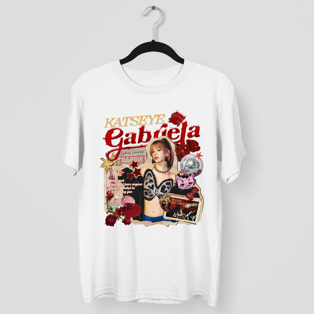 KATSEYE Gabriela Megan T-Shirt - Main view, Y2K kpop concert tee