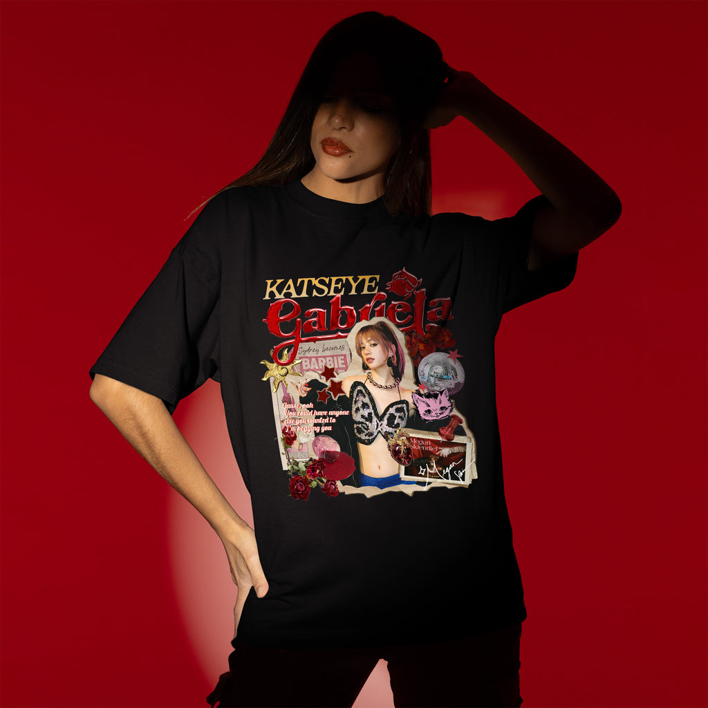 KATSEYE Gabriela Megan T-Shirt - Women view, Y2K kpop concert tee