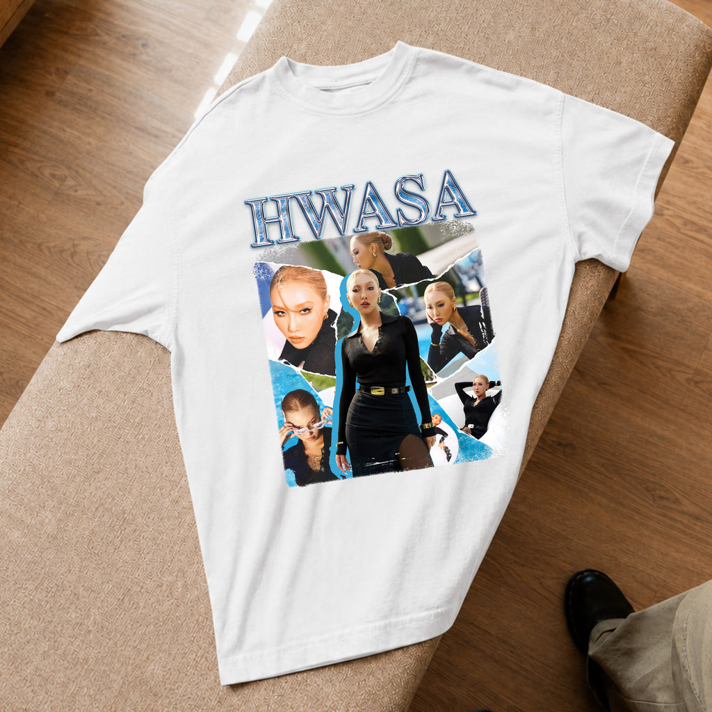 Hwasa Retro Classic T-Shirt - Spread view, Y2K kpop concert tee