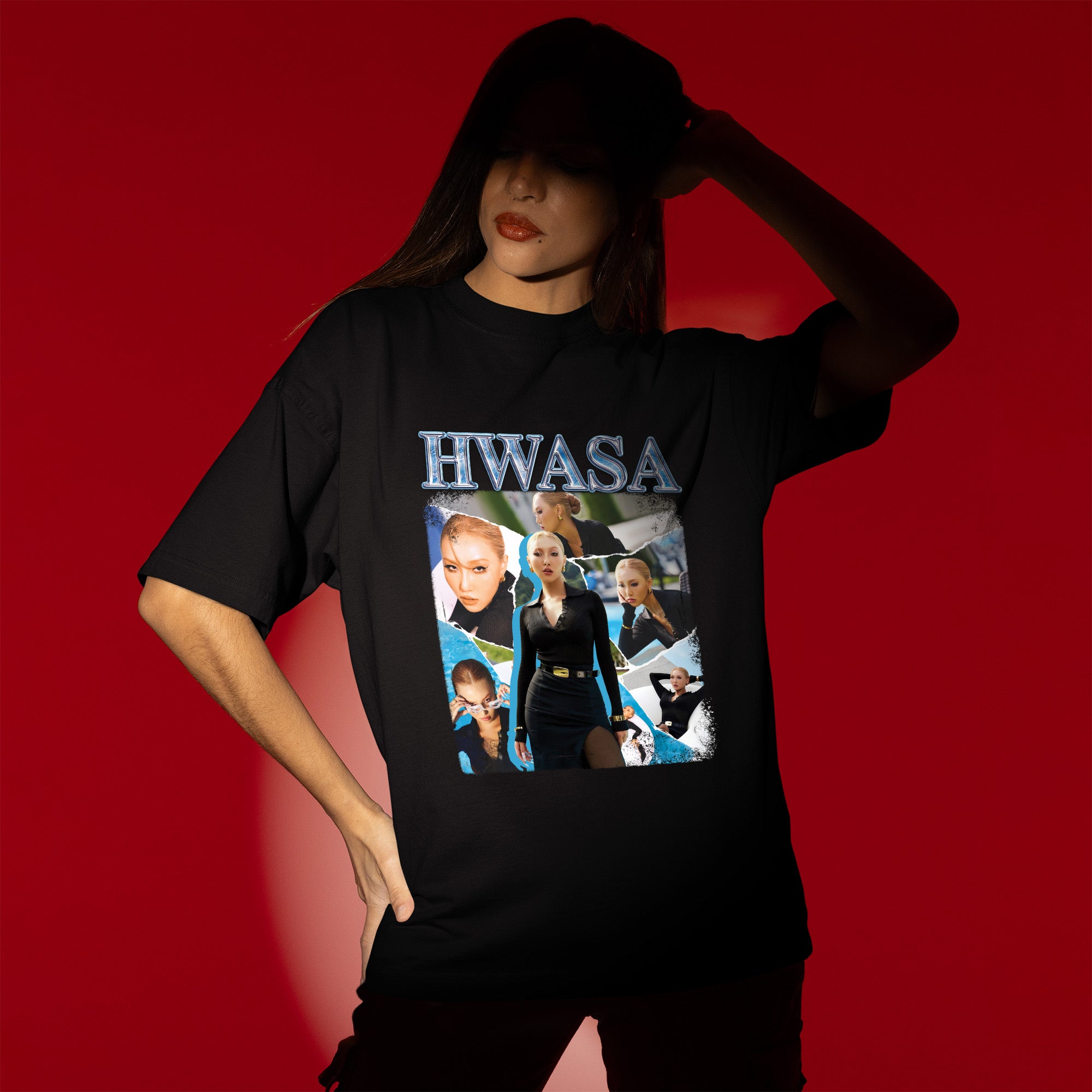 Hwasa Retro Classic T-Shirt - Women view, Y2K kpop concert tee