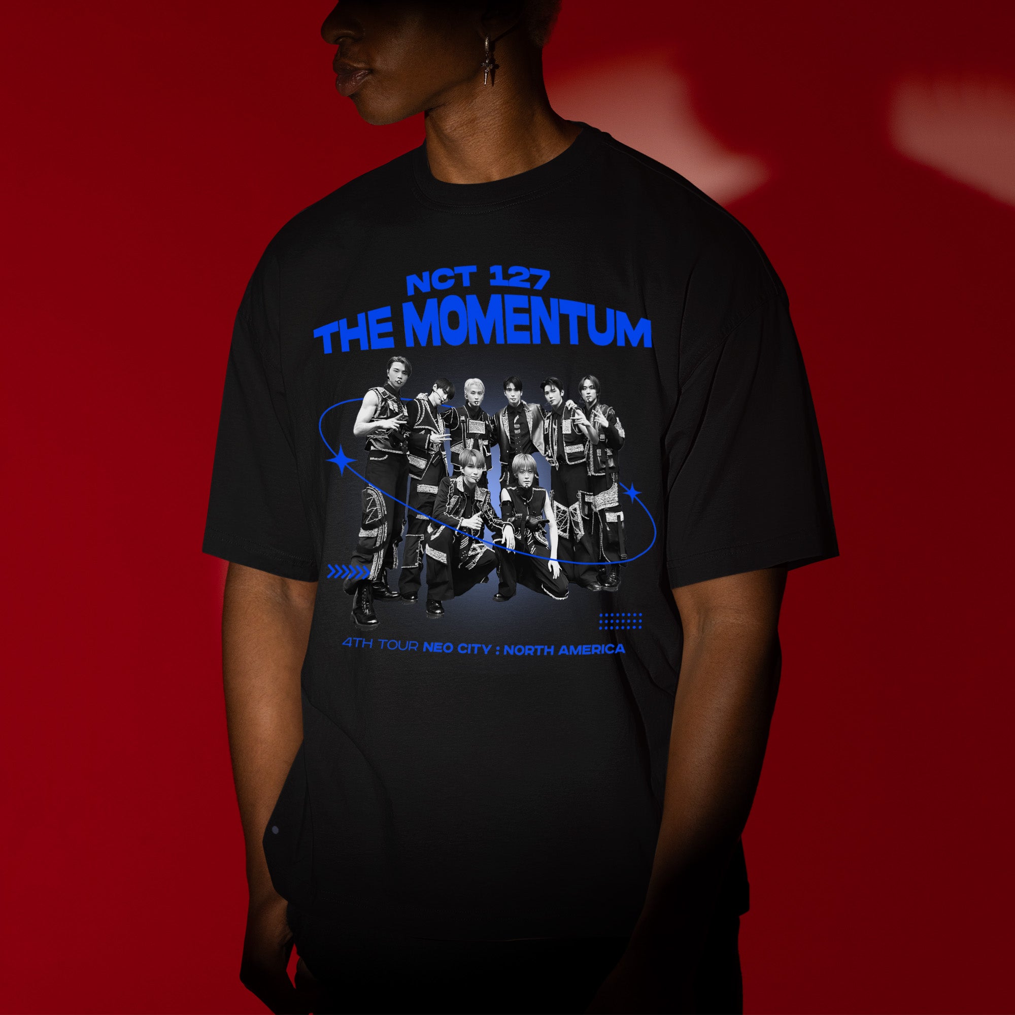 NCT 127 Retro Momentum Concert T-Shirt - Men view, Y2K kpop concert tee