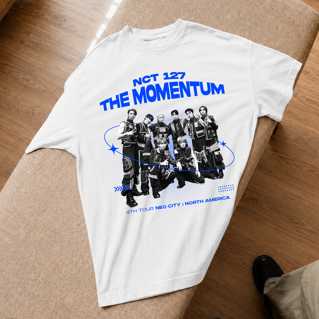 NCT 127 Retro Momentum Concert T-Shirt - Spread view, Y2K kpop concert tee