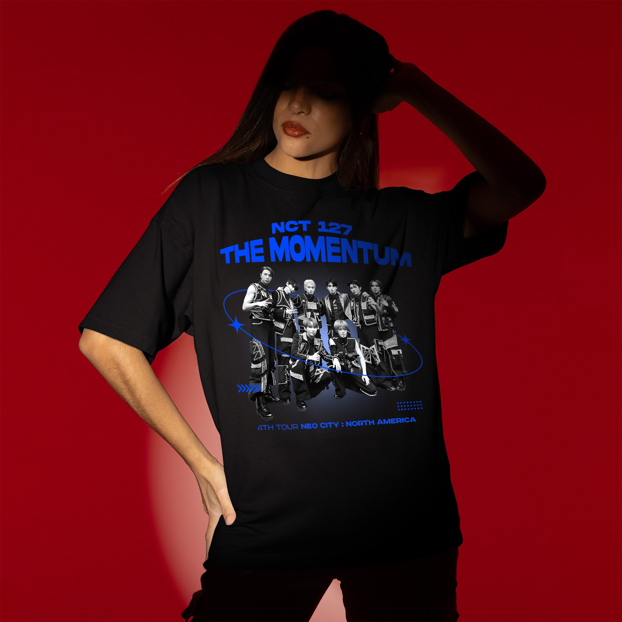 NCT 127 Retro Momentum Concert T-Shirt - Women view, Y2K kpop concert tee