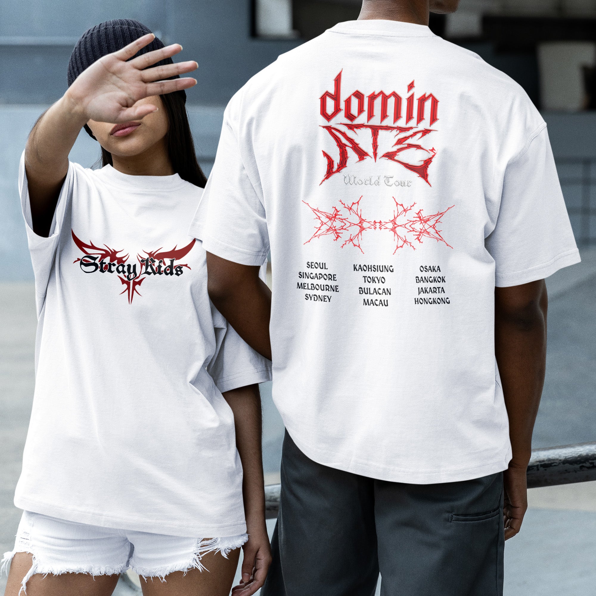 Stray Kids Asia DominATE World Tour T-Shirt - Couple 2 view, Y2K kpop concert tee
