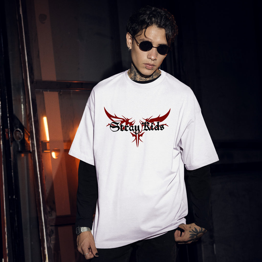 Stray Kids Asia DominATE World Tour T-Shirt - Men Front view, Y2K kpop concert tee