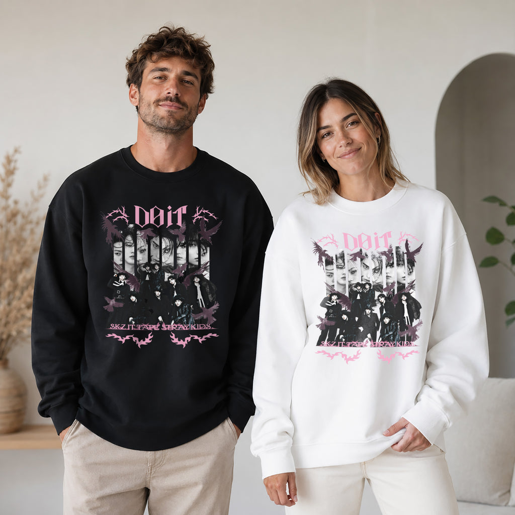 Stray Kids Do it It Tape Sweatshirt - Couple view, Y2K kpop concert sweatshirt