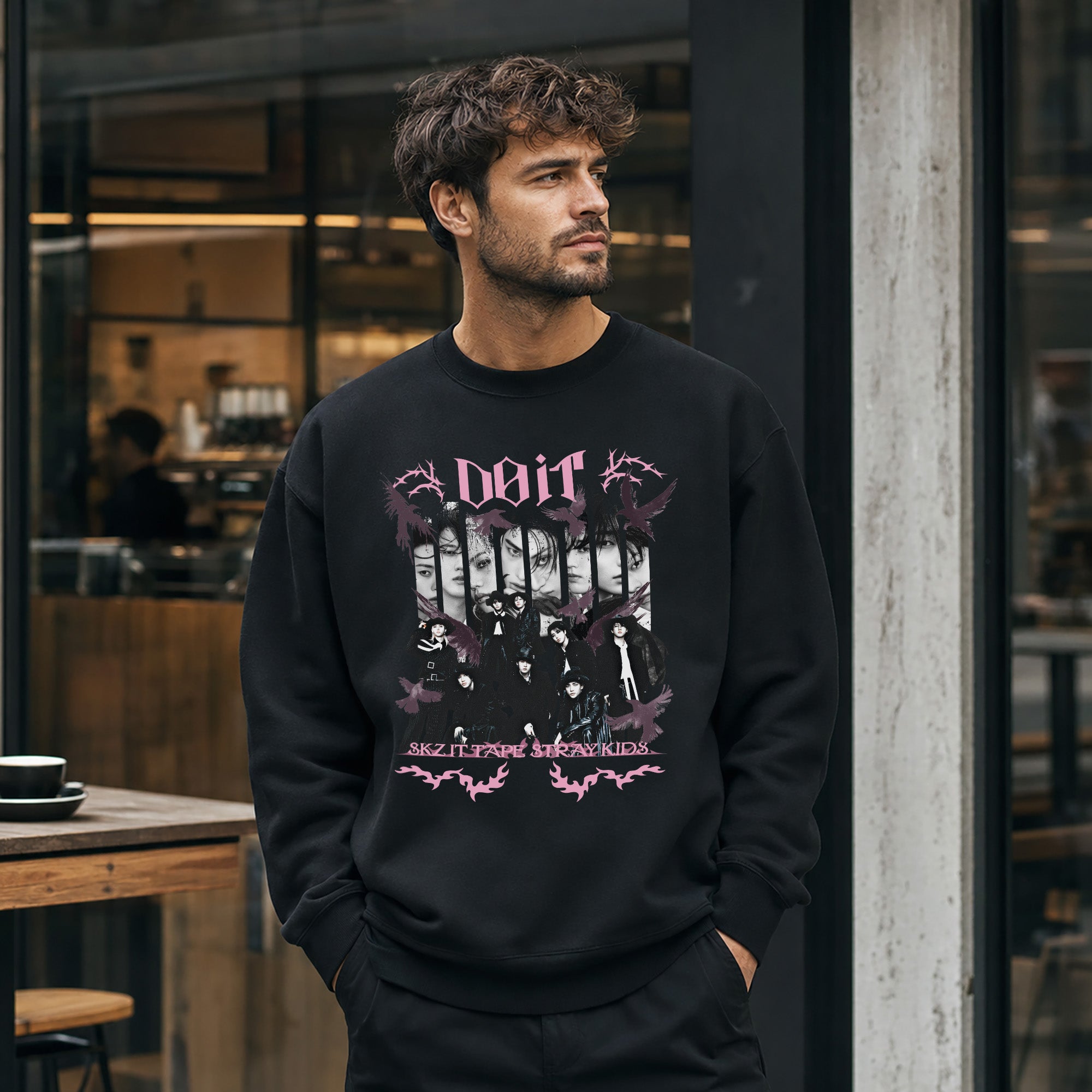 Stray Kids Do it It Tape Sweatshirt - Men view, Y2K kpop concert sweatshirt