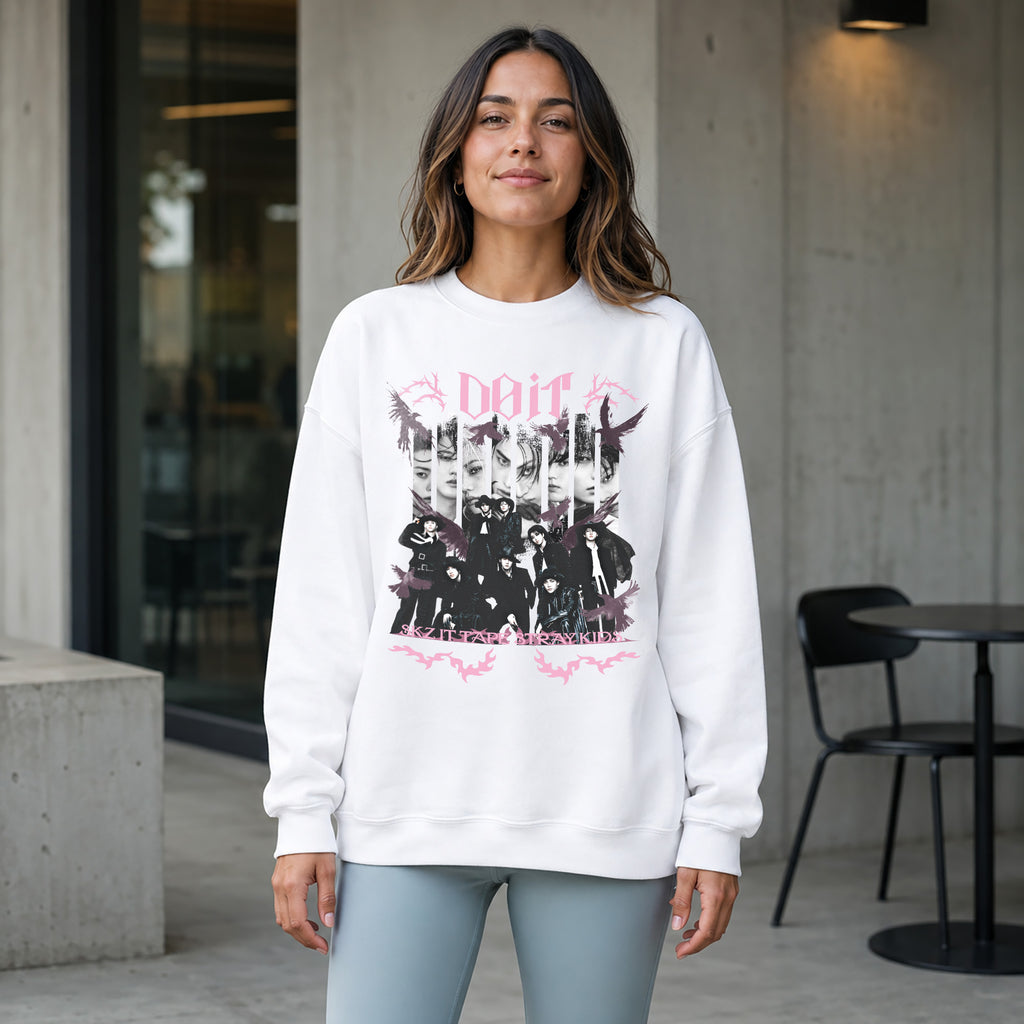 Stray Kids Do it It Tape Sweatshirt - Women view, Y2K kpop concert sweatshirt