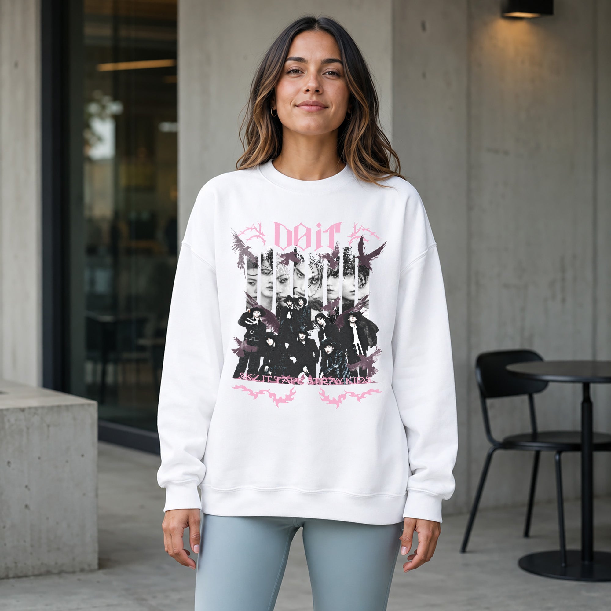 Stray Kids Do it It Tape Sweatshirt - Women view, Y2K kpop concert sweatshirt