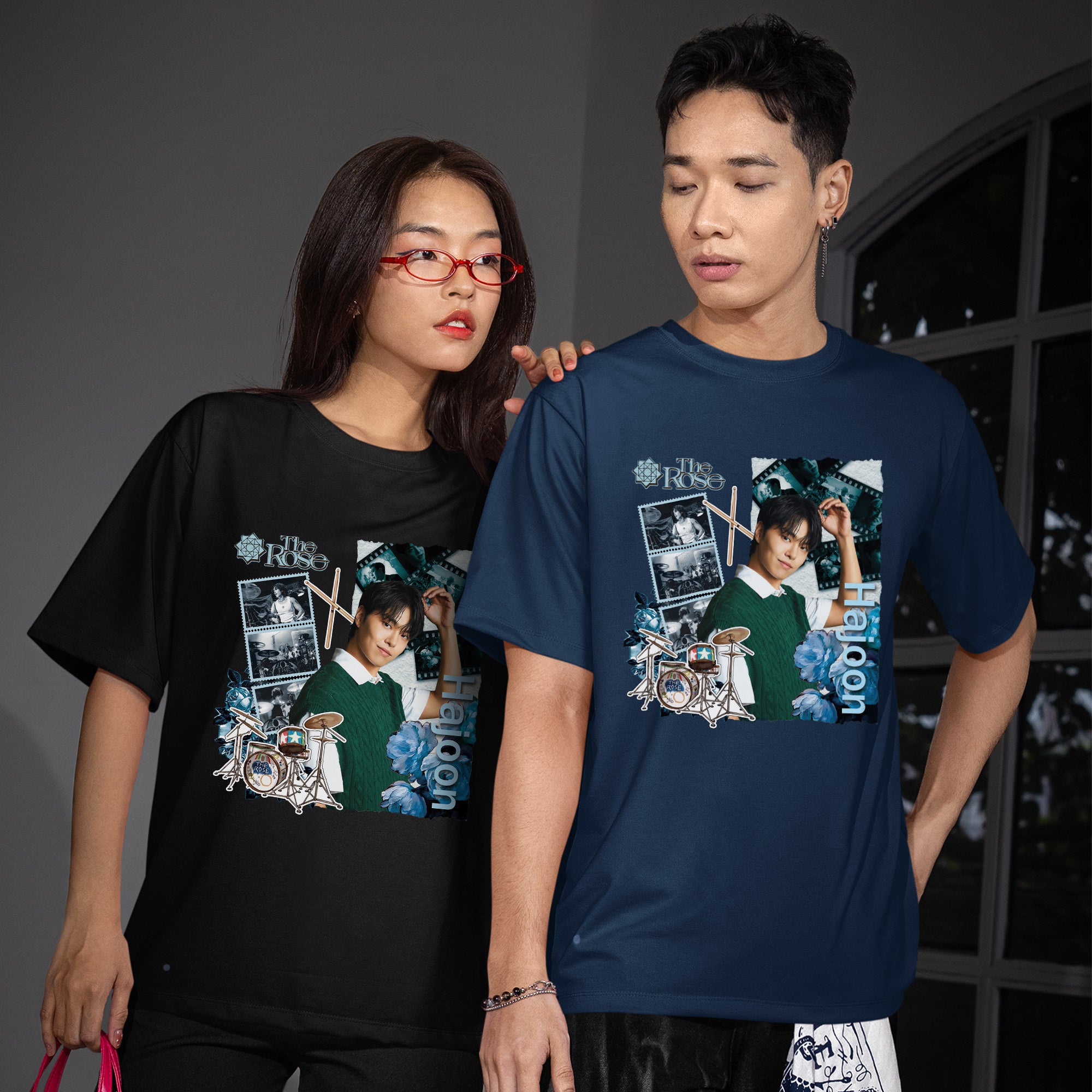 The Rose Hajoon T-Shirt - Couple view, Y2K kpop concert tee