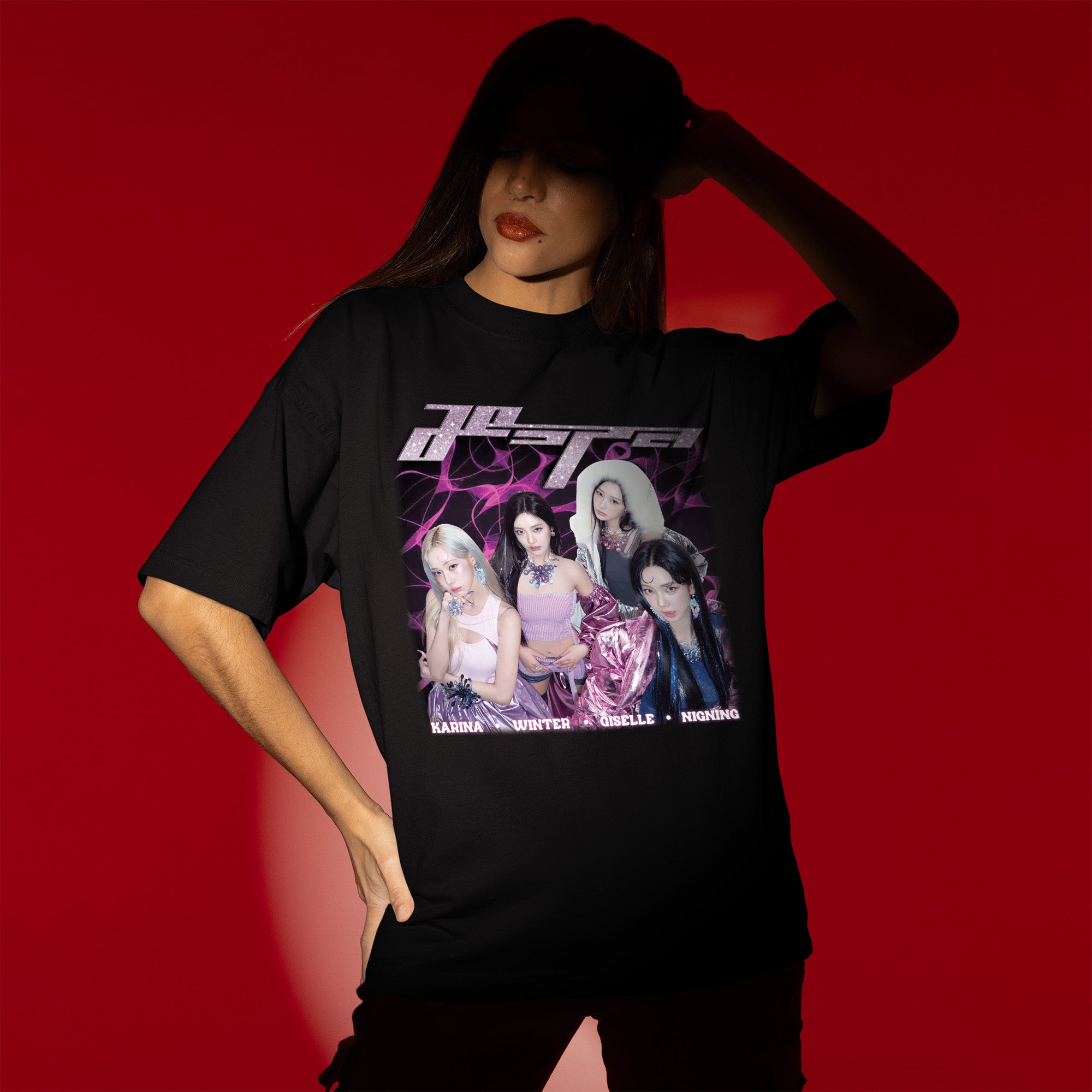 AESPA Member T-Shirt - Women view, Y2K kpop concert tee