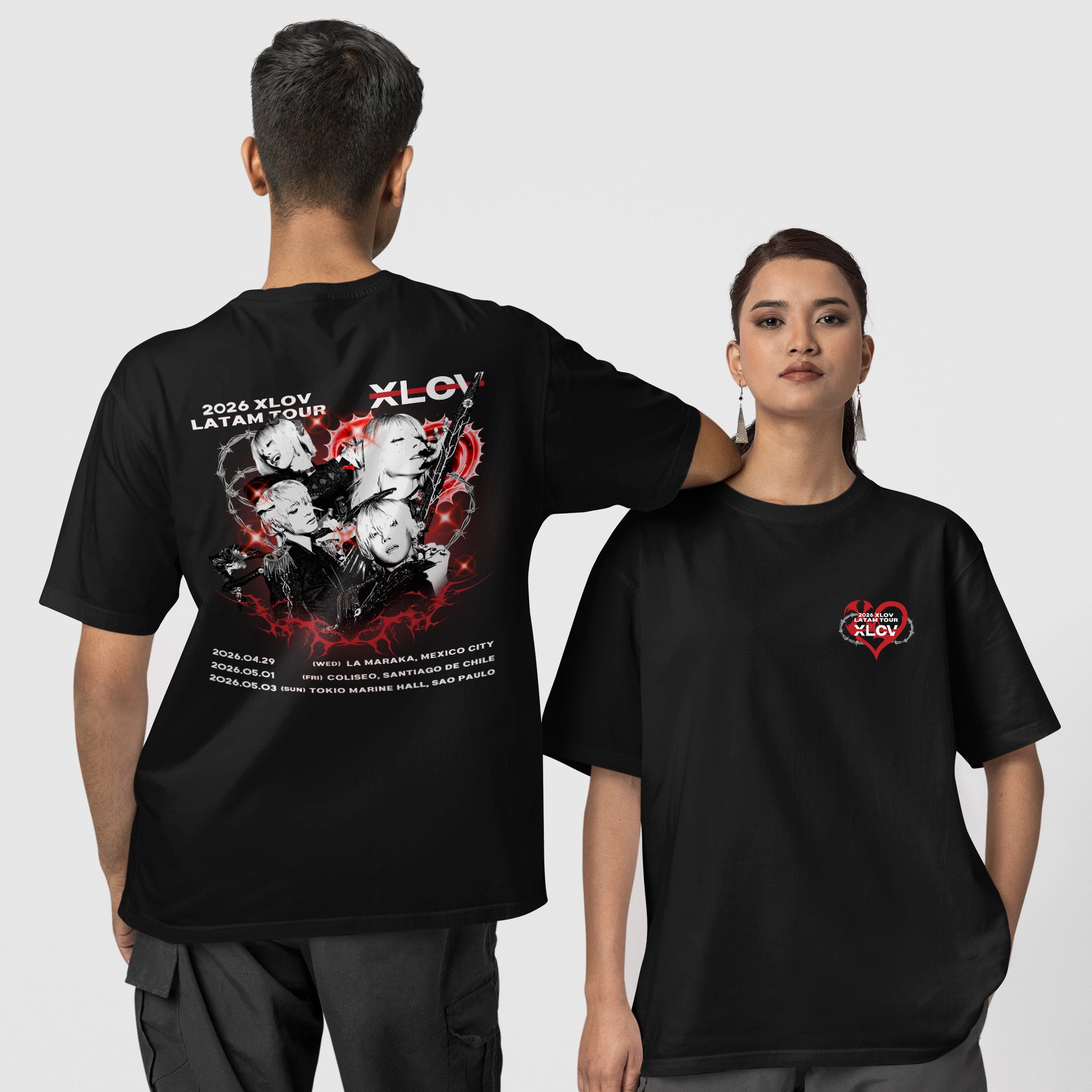 XLOV Latam Concert T-Shirt - Couple 1 view, Y2K kpop concert tee