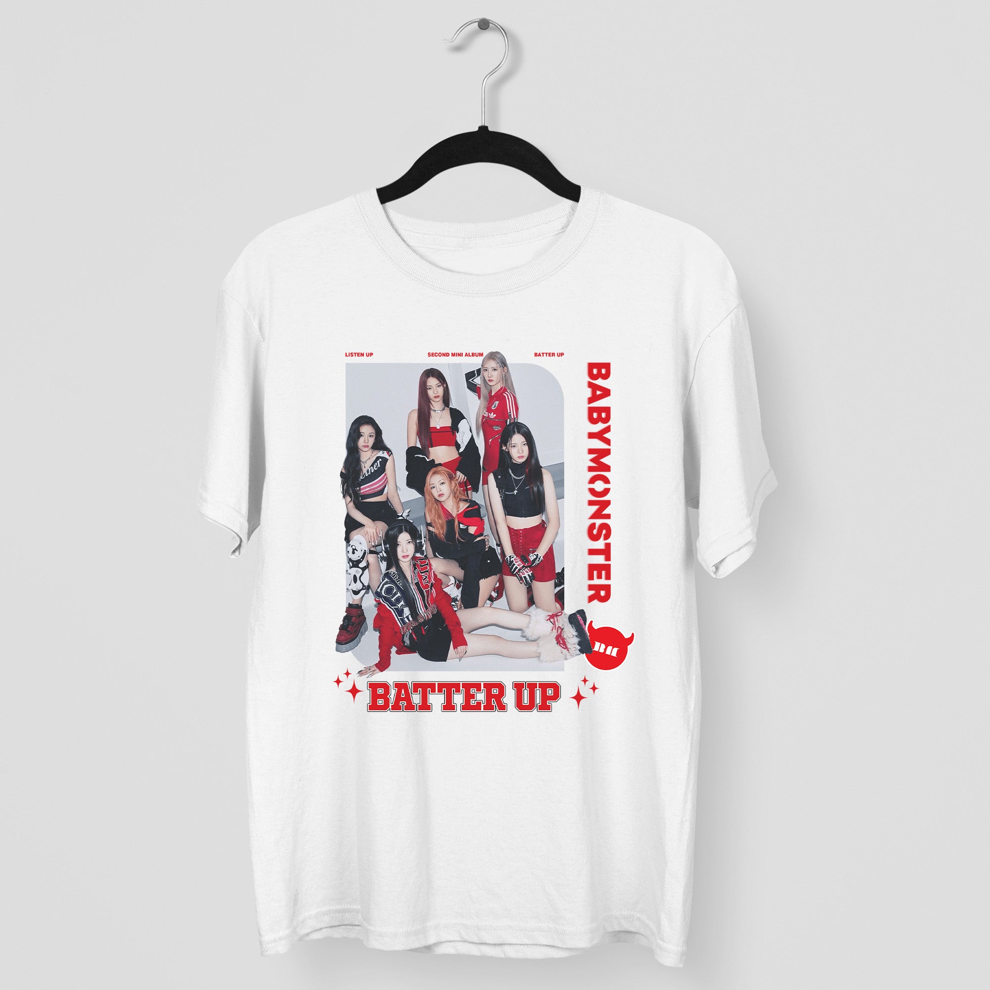 BABYMONSTER Batter Up T-Shirt - Main view, Y2K kpop concert tee