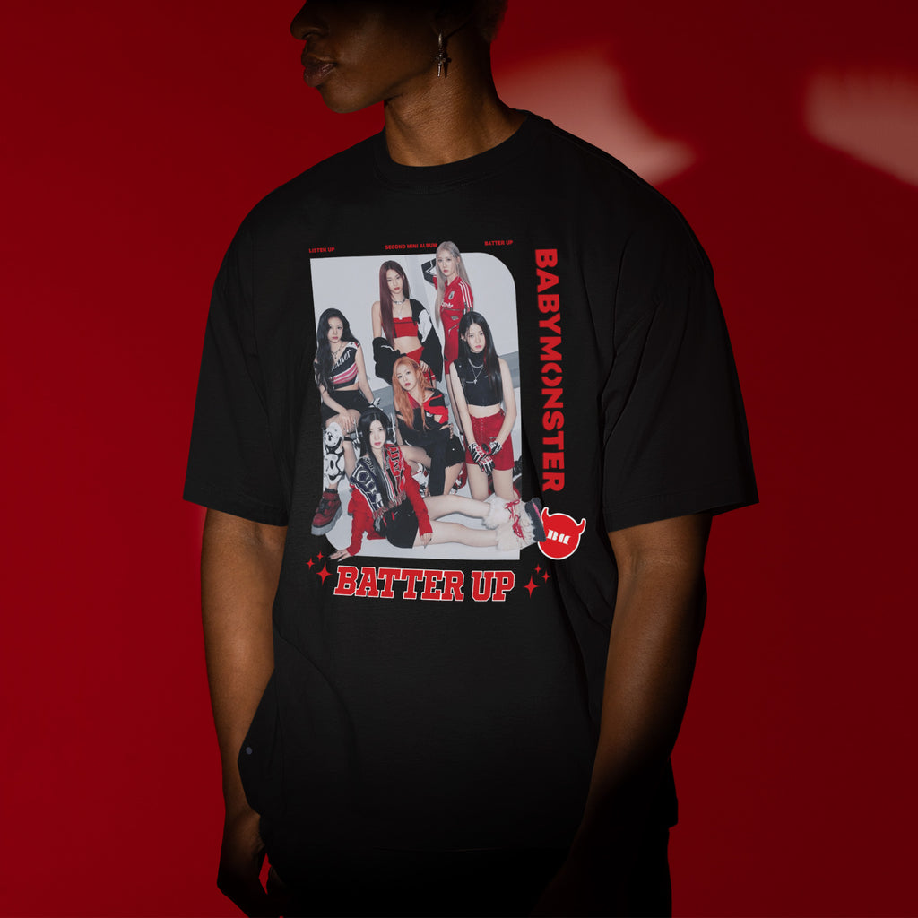 BABYMONSTER Batter Up T-Shirt - Men view, Y2K kpop concert tee
