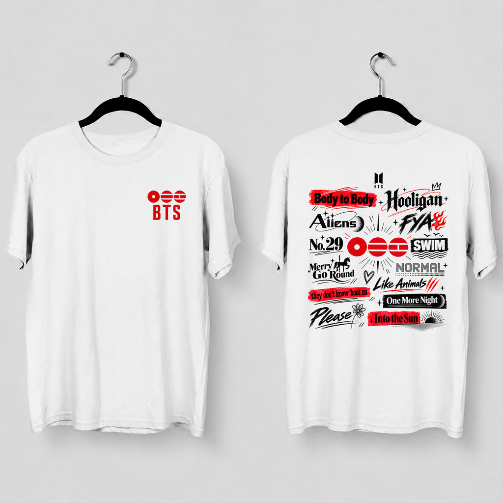BTS Arirang Concert Album Tracklist T-Shirt - Main view, Y2K kpop concert tee