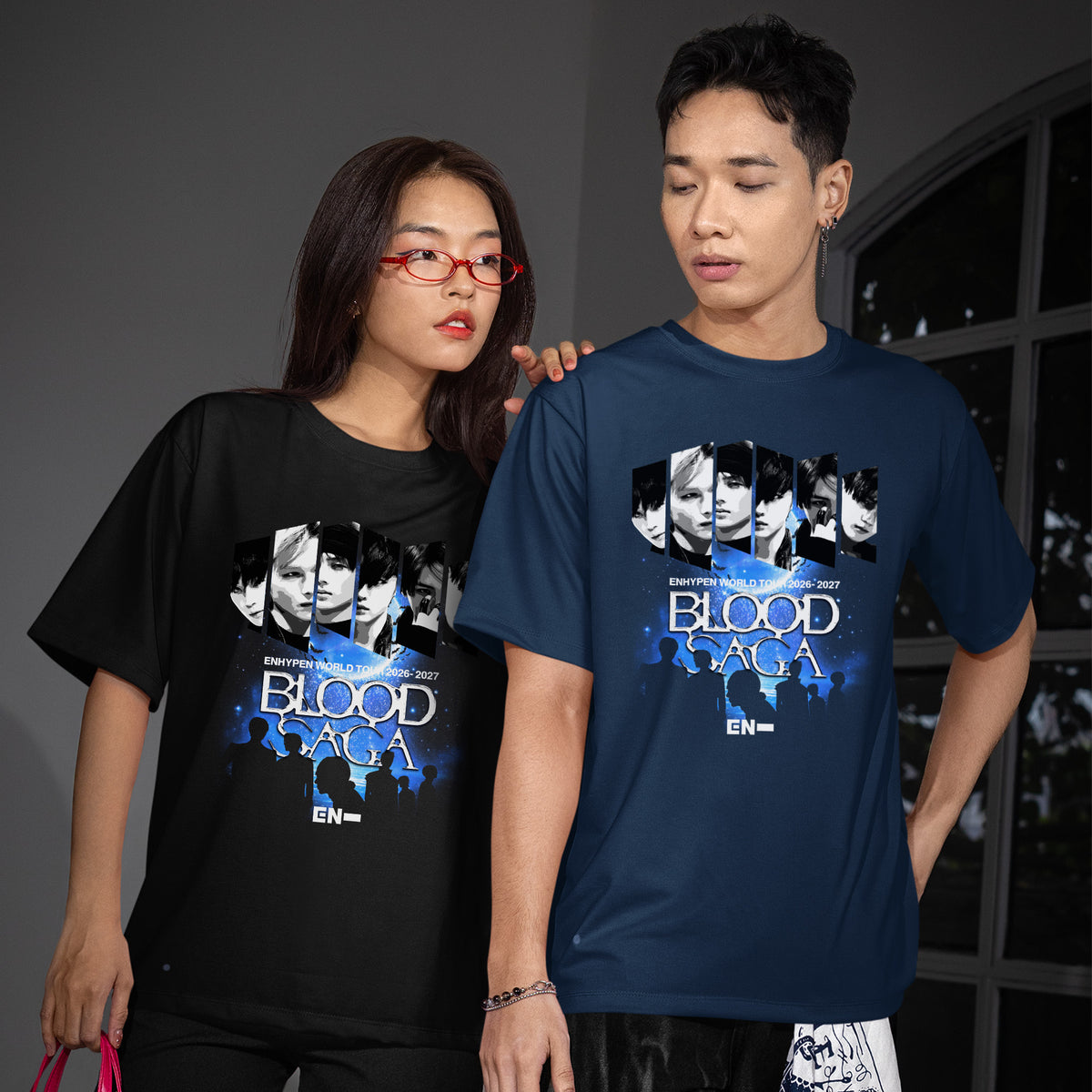 ENHYPEN Blood Saga Photo Strip T-Shirt - Couple view, Y2K kpop concert tee