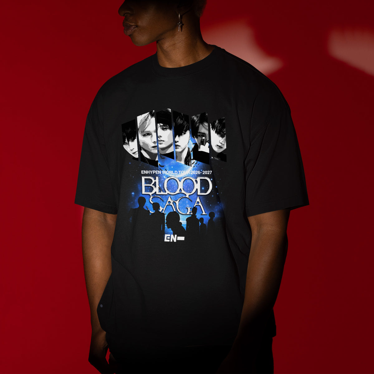 ENHYPEN Blood Saga Photo Strip T-Shirt - Men view, Y2K kpop concert tee