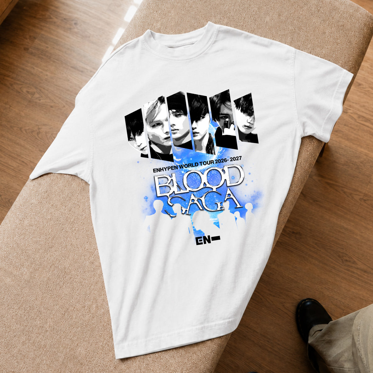 ENHYPEN Blood Saga Photo Strip T-Shirt - Spread view, Y2K kpop concert tee