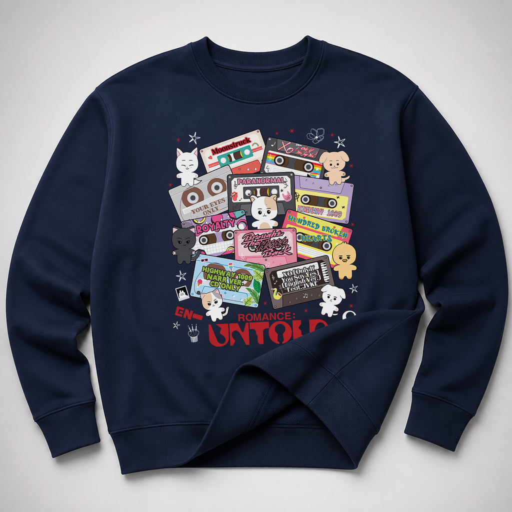 ENHYPEN Romance Untold Sweatshirt - Spread view, Y2K kpop concert sweatshirt